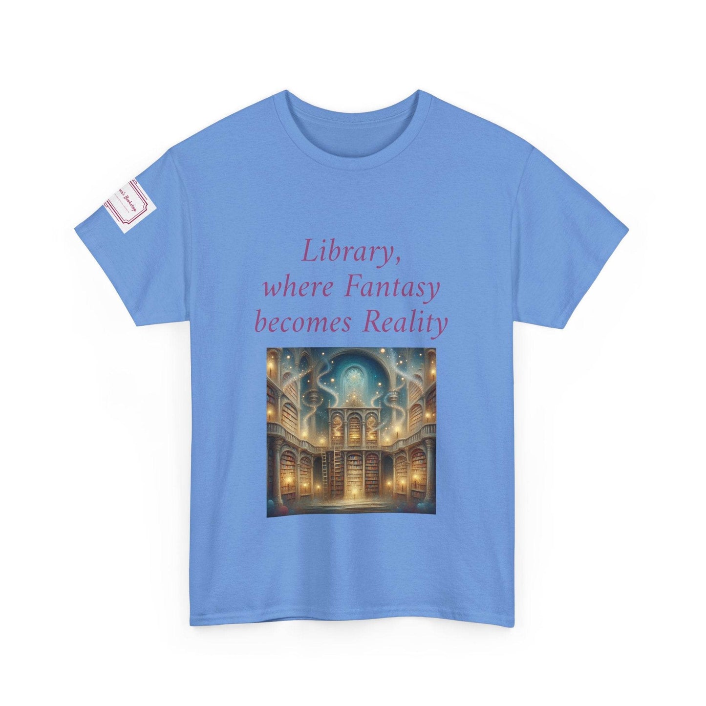 Library, Fantasy, Reality - Graphic Unisex Heavy Cotton Tee - Book Lovers - The Dreamer's Bookshop.