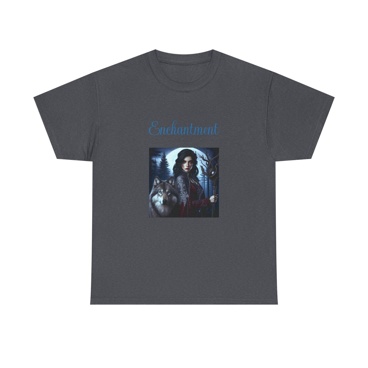 Enchanting Wolf Graphic Tee - Unisex Heavy Cotton T-Shirt for Nature Lovers - The Dreamer's Bookshop.