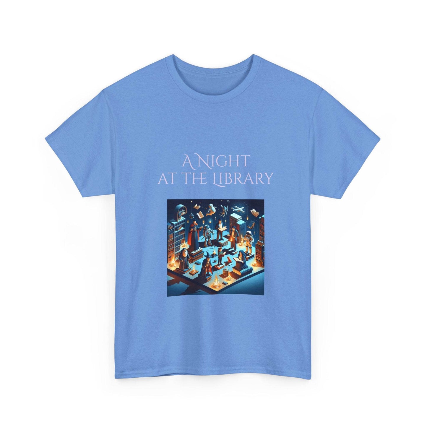 Night at the Library - Unisex Heavy Cotton Tee for Book Lovers - The Dreamer's Bookshop.