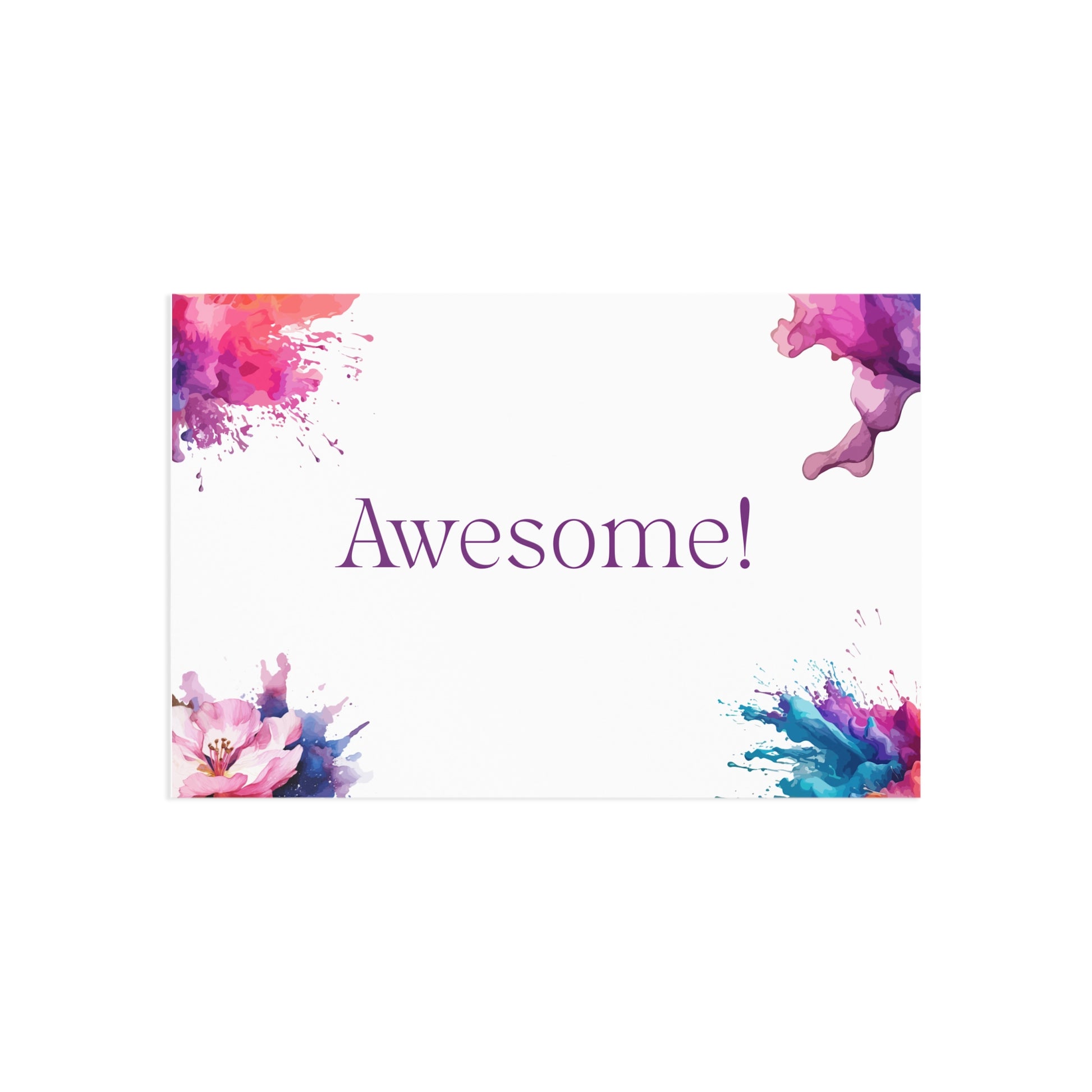 Watercolor Art Exclamation Card "Awesome" Joyful Print - The Dreamer's Bookshop.