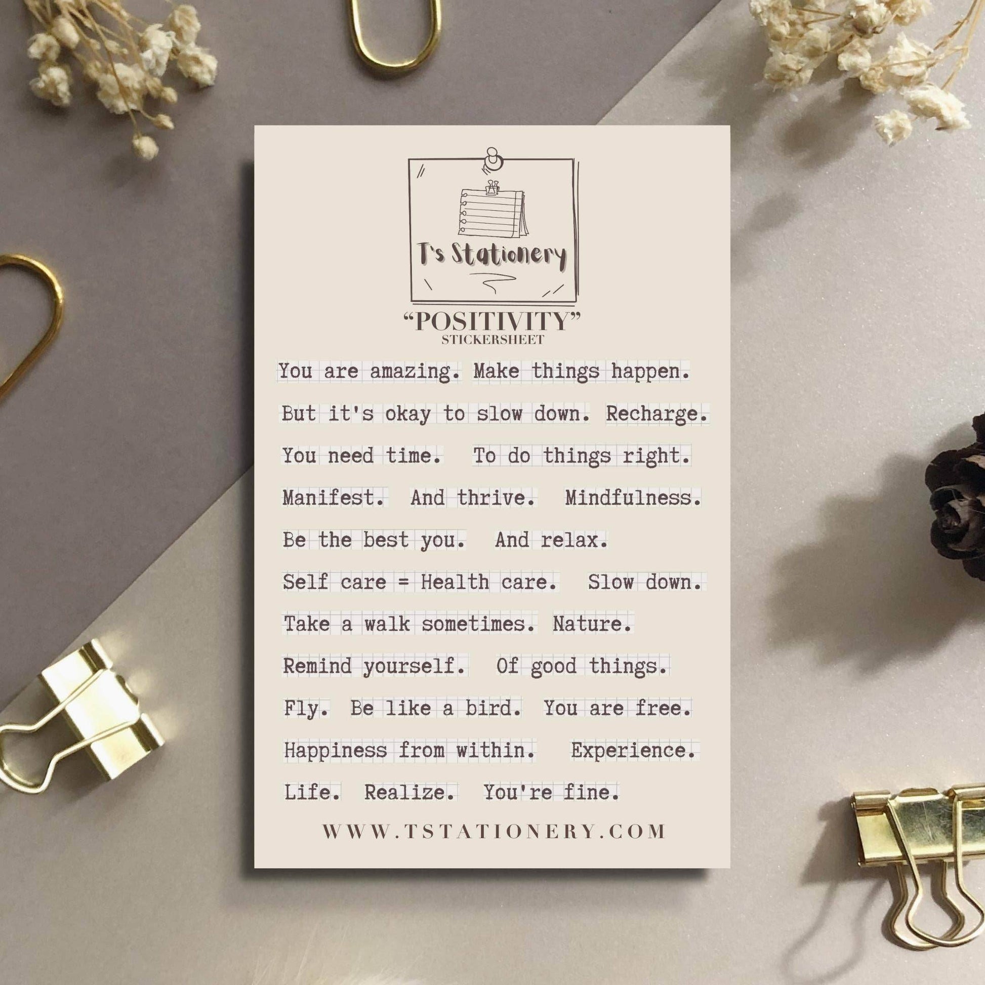 T's Stationery - Positieve stickers - The Dreamer's Bookshop.