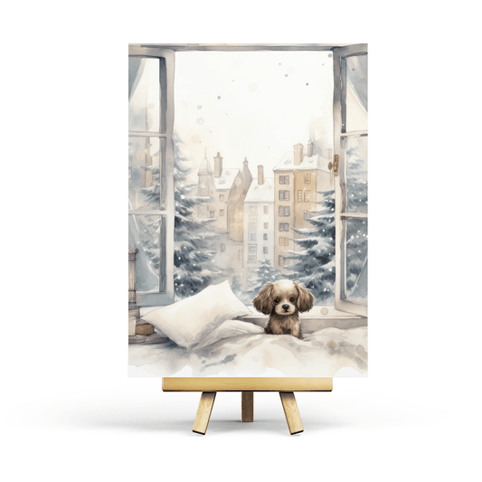 Penpaling Paula - Winter Puppy - Ansichtkaart - The Dreamer's Bookshop.