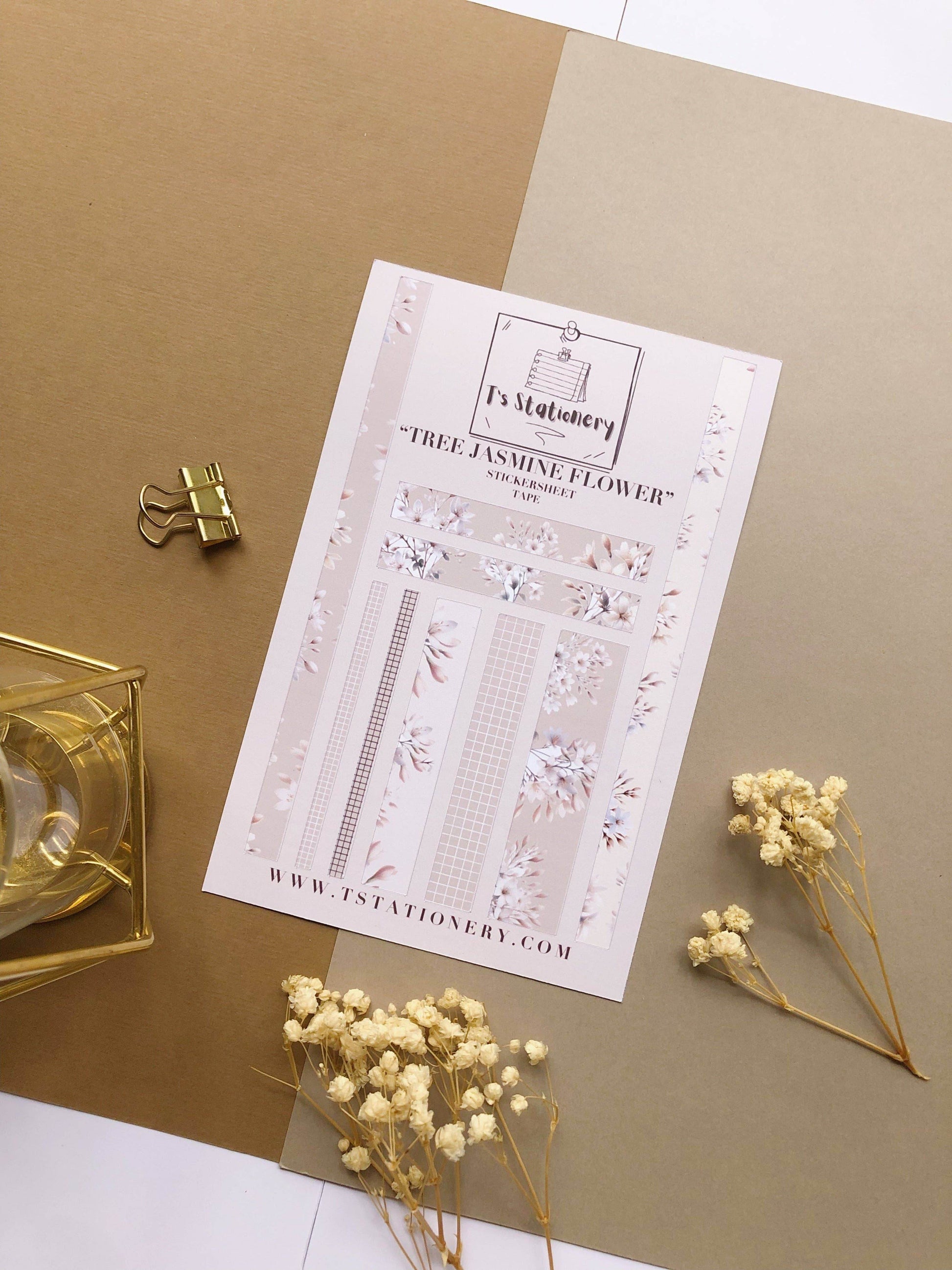 T's Stationery - Stickerveltape „Tree Jasmine Flower” - The Dreamer's Bookshop.