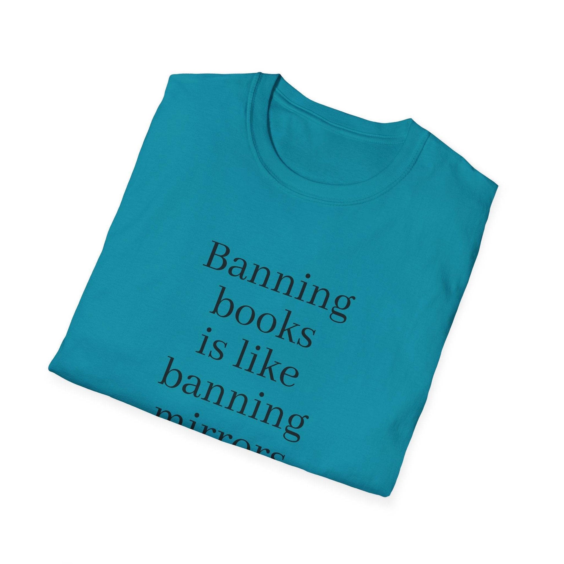 Inspirational Unisex Softstyle T-Shirt - 'Banning Books' Motivational Design - The Dreamer's Bookshop.