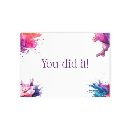 Watercolor Art Exclamation Card "You did it" Joyful Print - The Dreamer's Bookshop.