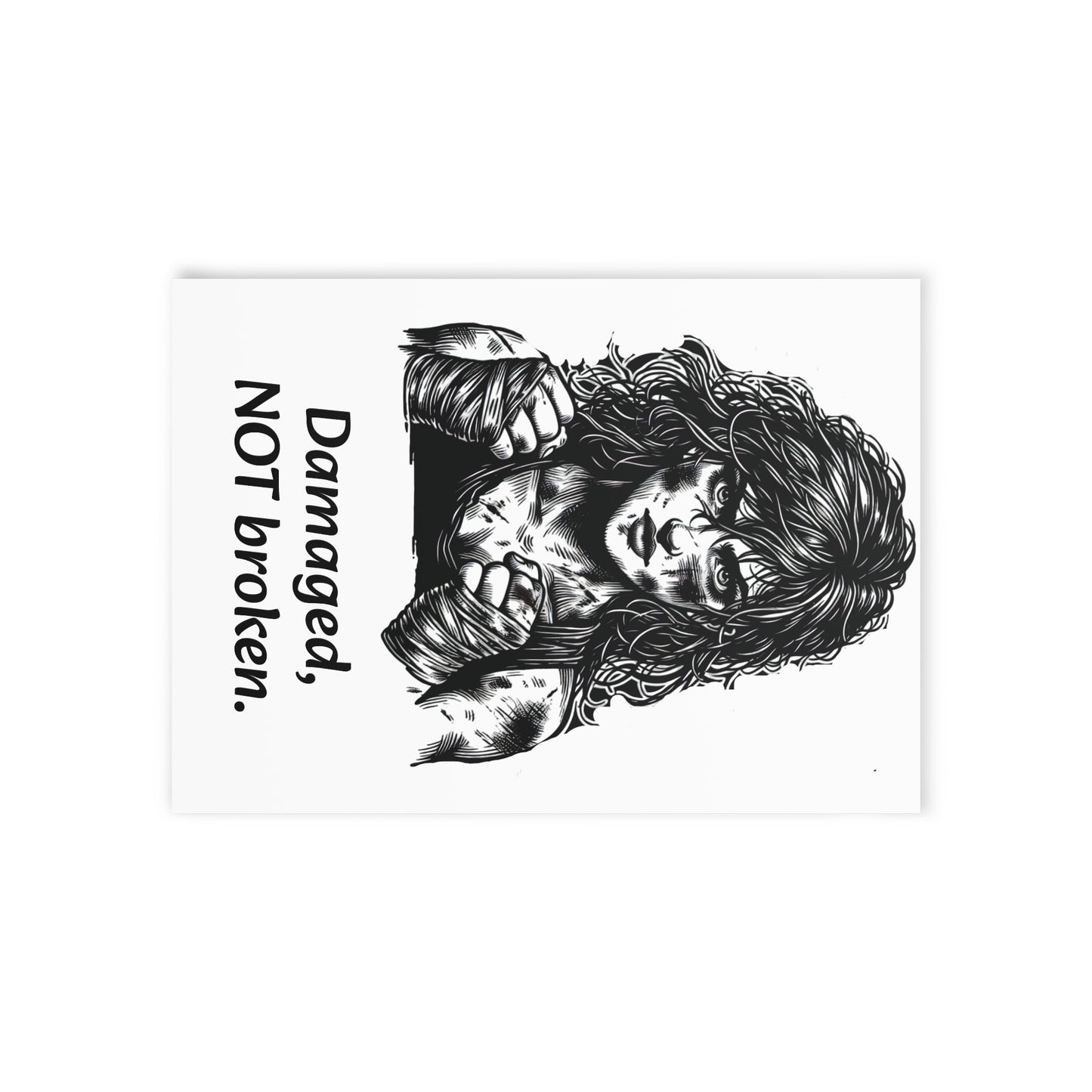 The Dreamer's Bookshop Warrior "Damaged, NOT broken" Art Print Card - The Dreamer's Bookshop.