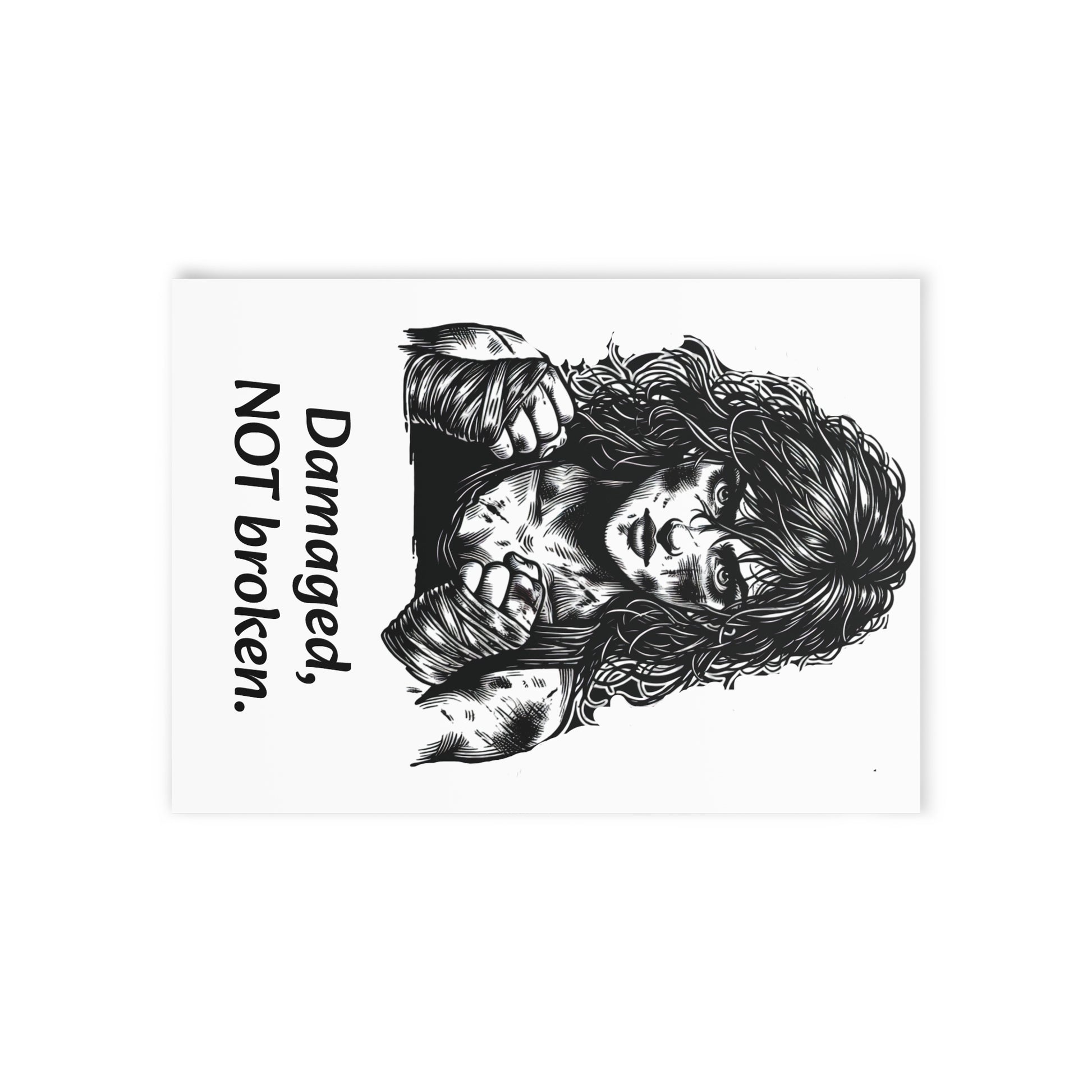 The Dreamer's Bookshop Warrior "Damaged, NOT broken" Art Print Card - The Dreamer's Bookshop.