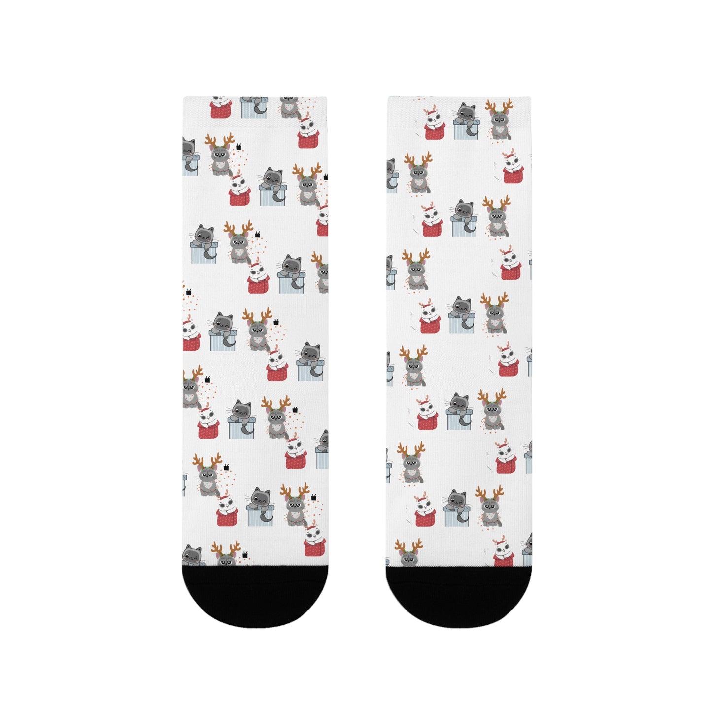 Christmas Cats Crew Socks — Cute Holiday Sublimation Socks
