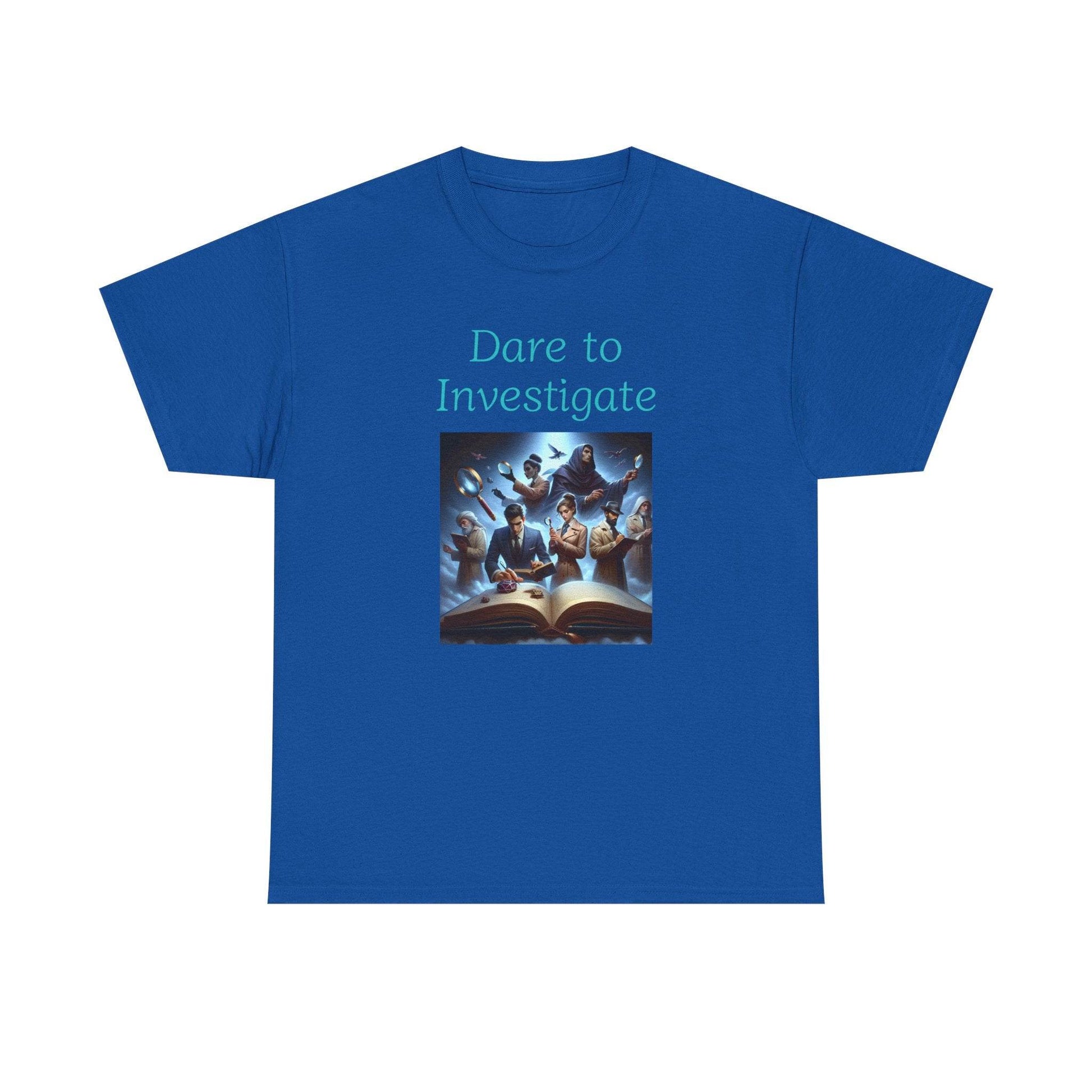 Investigate - Graphic Tee - Unisex Heavy Cotton T-Shirt Crime/Mystery Books - The Dreamer's Bookshop.
