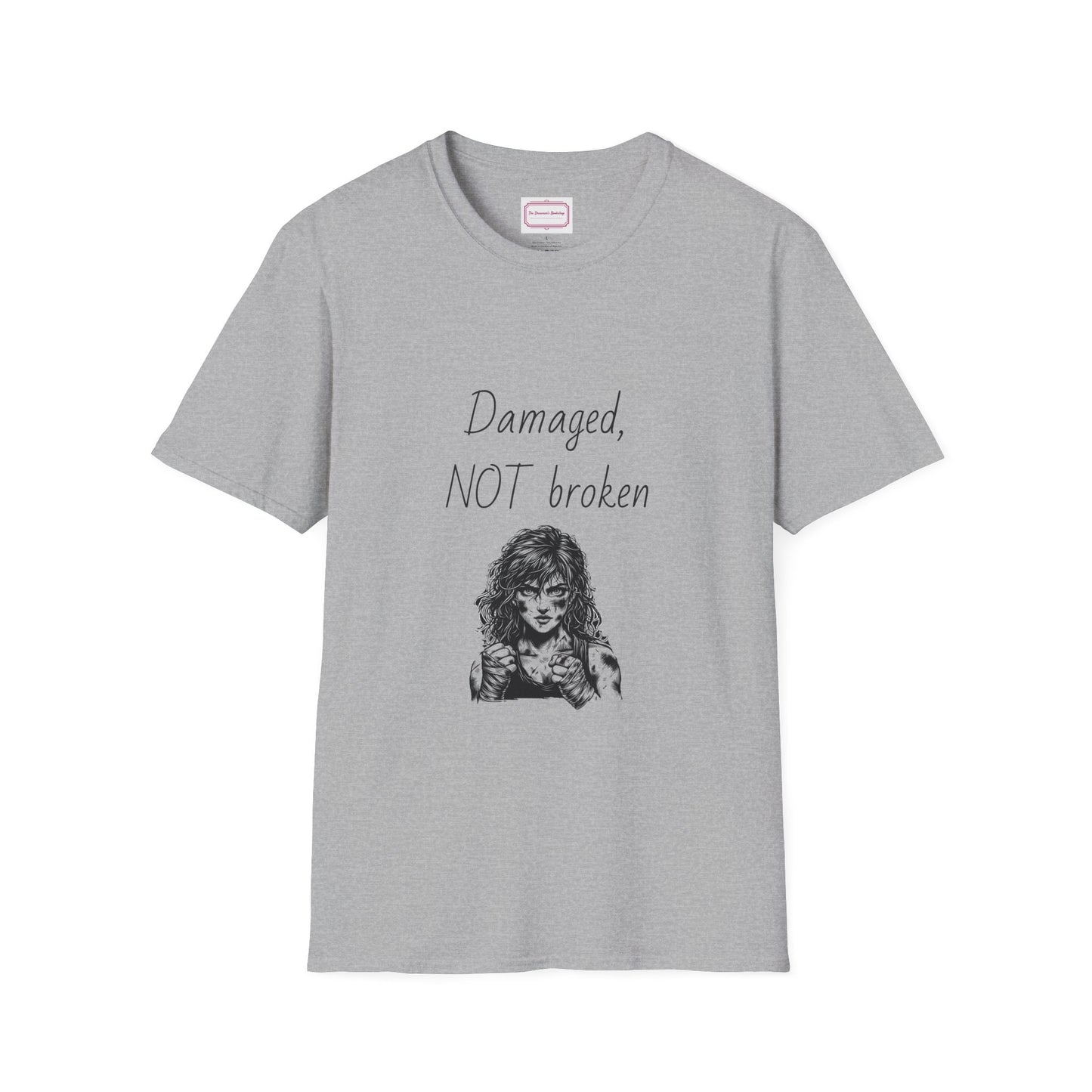 Inspirational Unisex Softstyle T-Shirt - "Damaged, NOT broken" - The Dreamer's Bookshop.