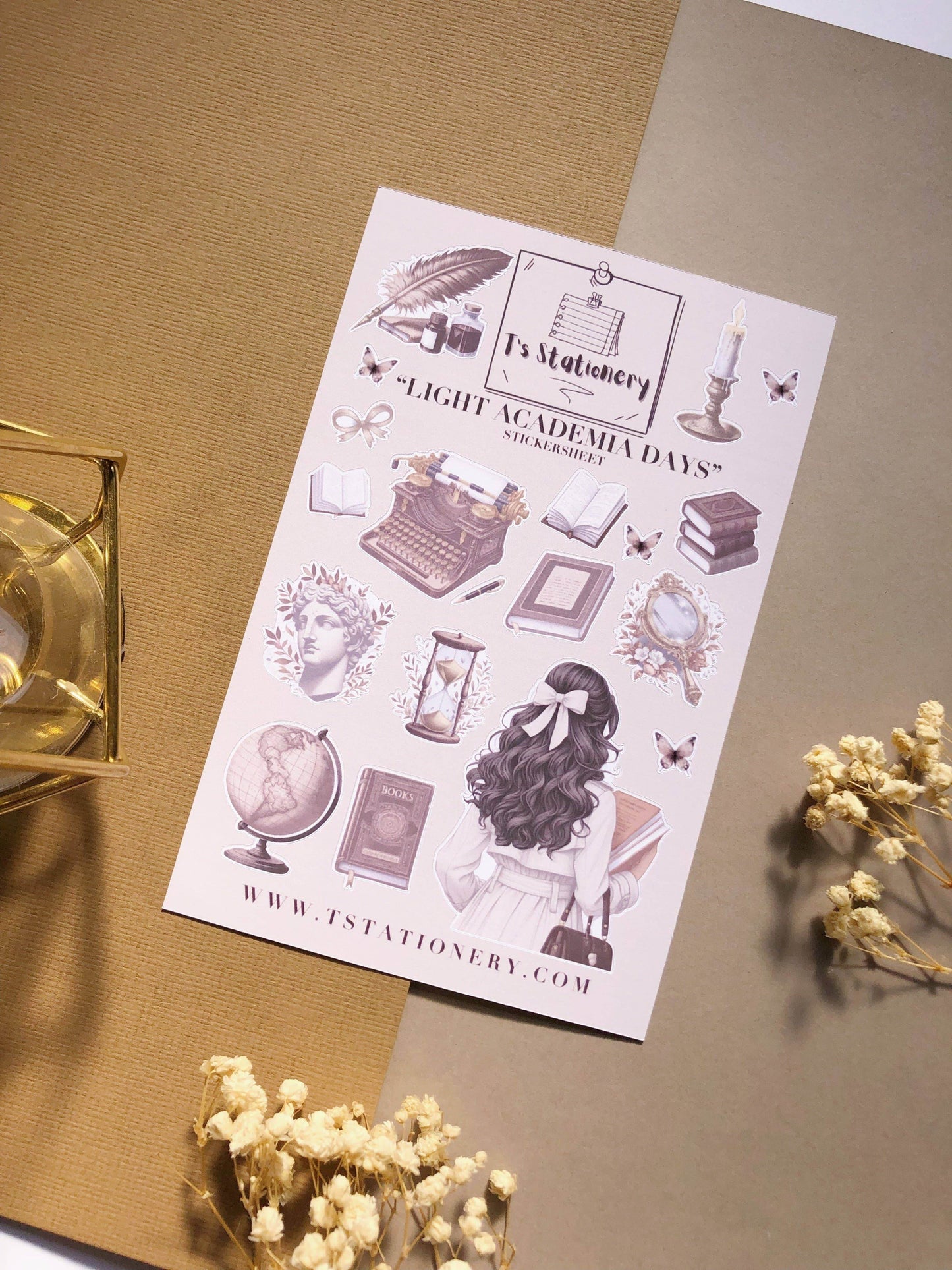 T's Stationery - Stickervel „Light Academia Days” - The Dreamer's Bookshop.