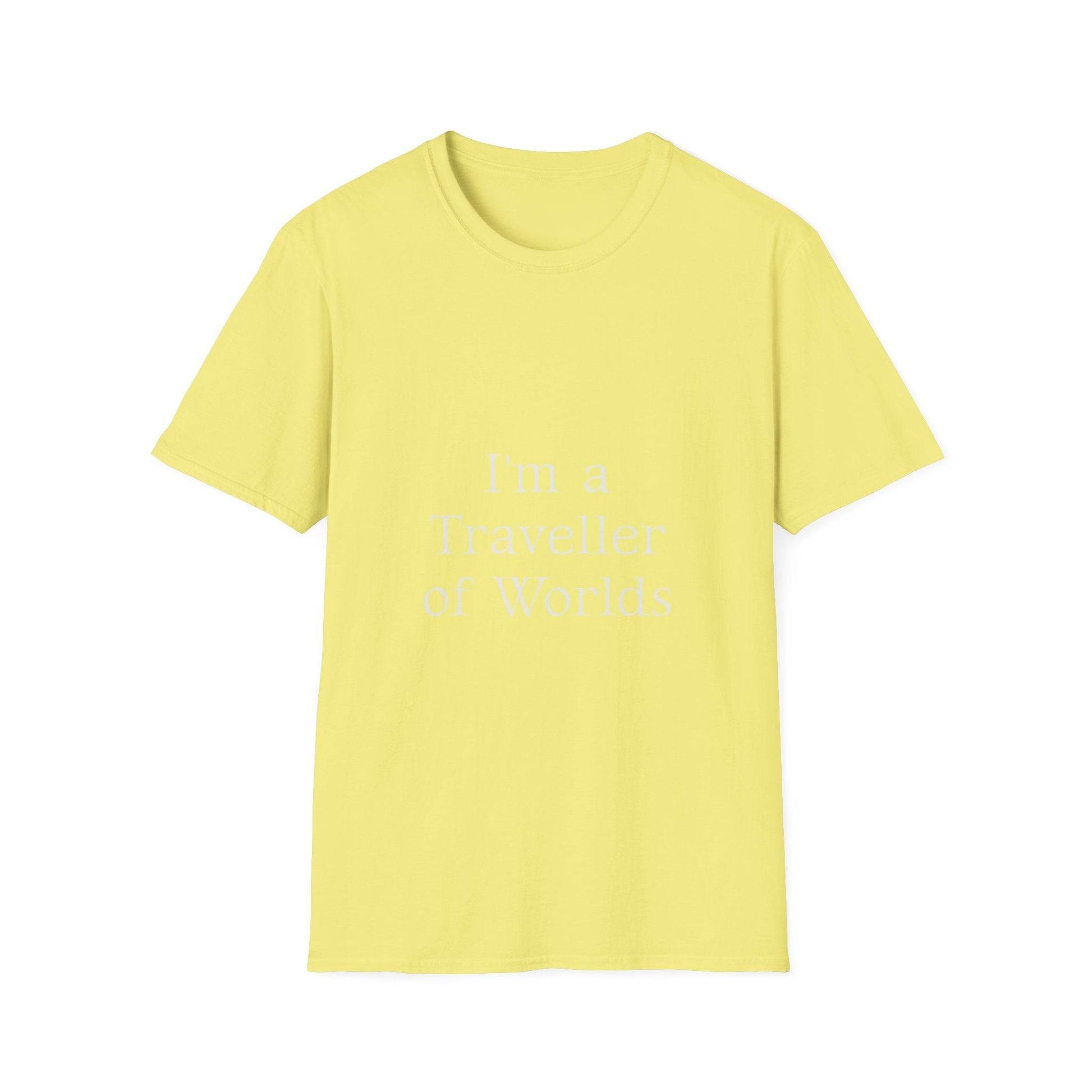 Unisex Softstyle T-Shirt - 'I'm a Traveller of Worlds' & 'Books Take Me Places Far & Beyond' - The Dreamer's Bookshop.