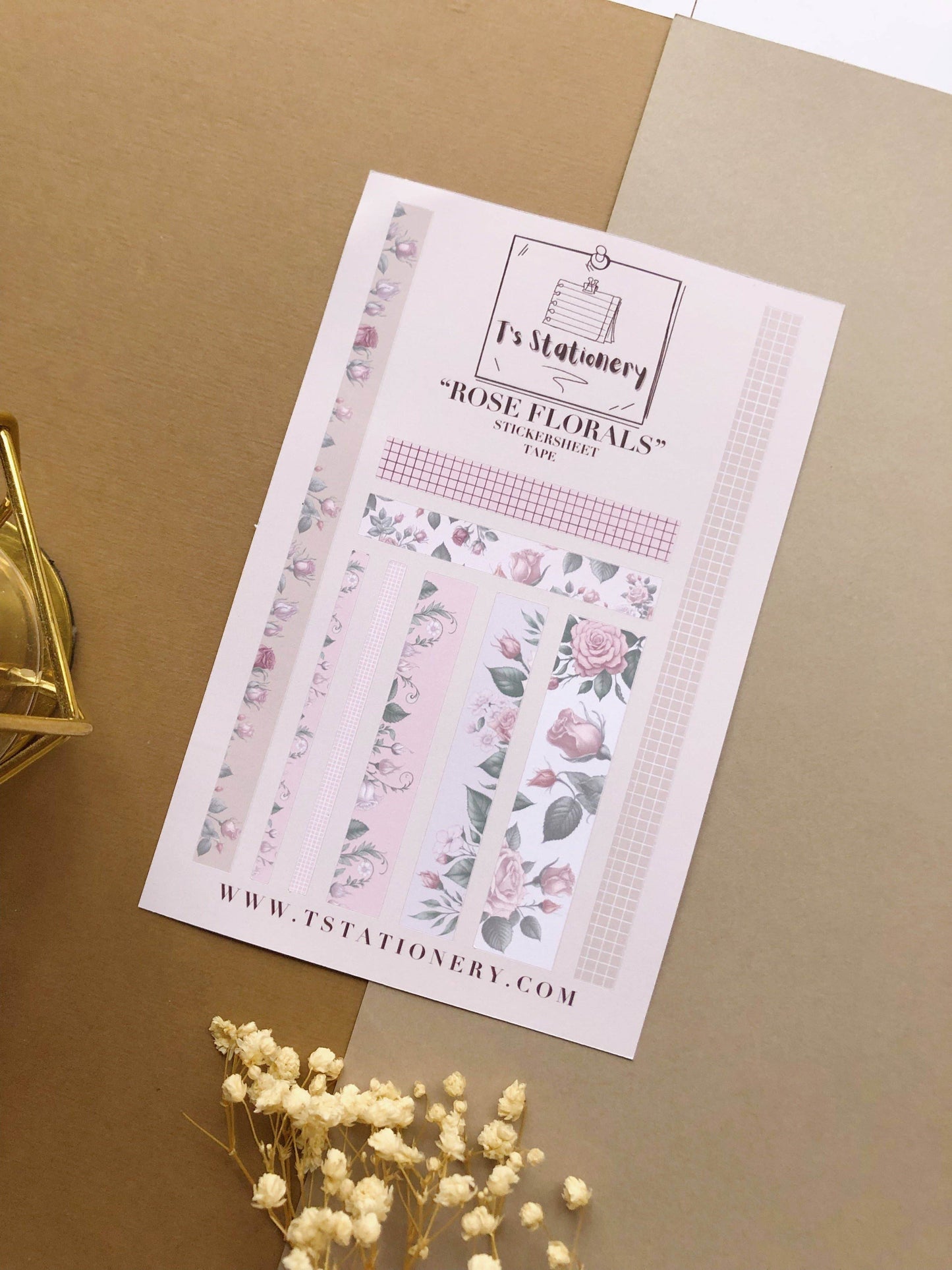 T's Stationery - Stickerveltape „Rose Floral” - The Dreamer's Bookshop.