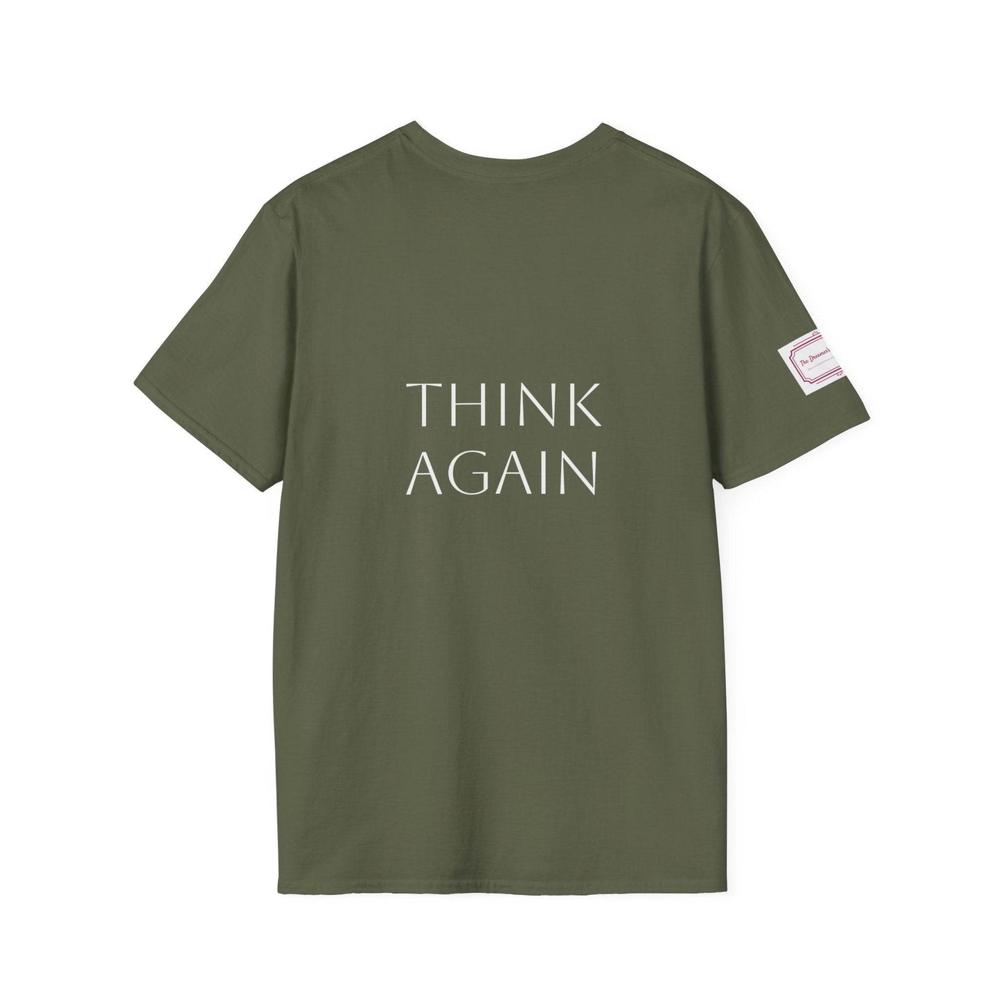 Inspirational Unisex Softstyle T-Shirt - 'Think Again' Motivational Design - The Dreamer's Bookshop.
