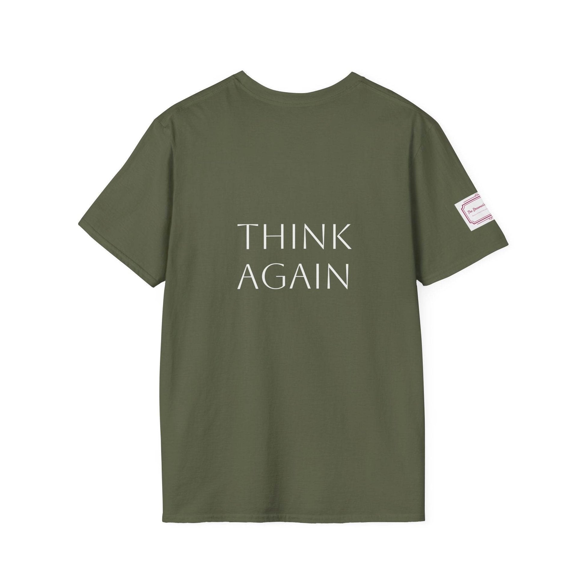Inspirational Unisex Softstyle T-Shirt - 'Think Again' Motivational Design - The Dreamer's Bookshop.