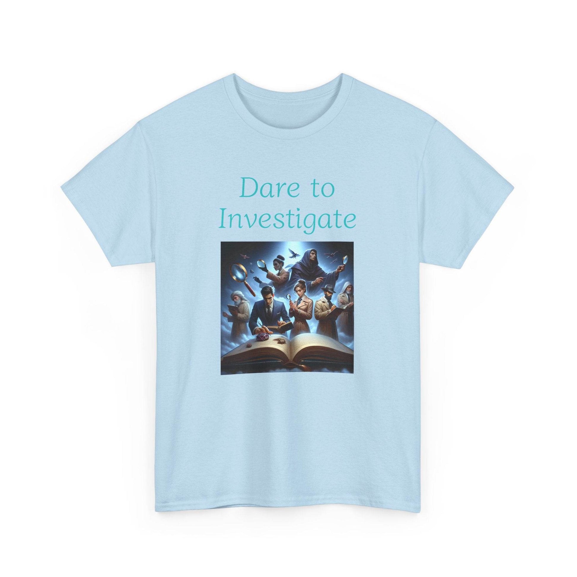 Investigate - Graphic Tee - Unisex Heavy Cotton T-Shirt Crime/Mystery Books - The Dreamer's Bookshop.