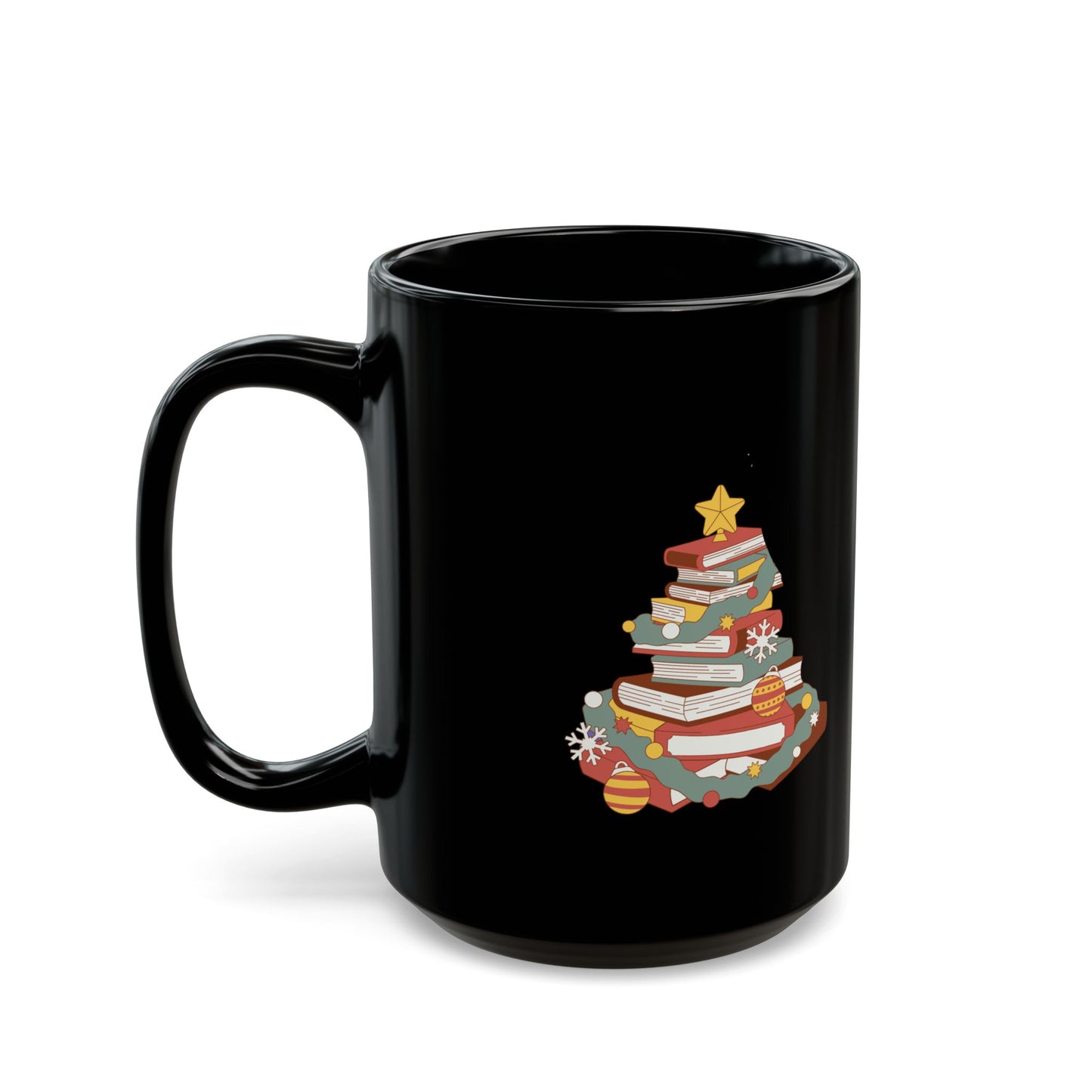 Merry & Bright Black Mug - Book lover's Christmas - 11oz & 15oz Options