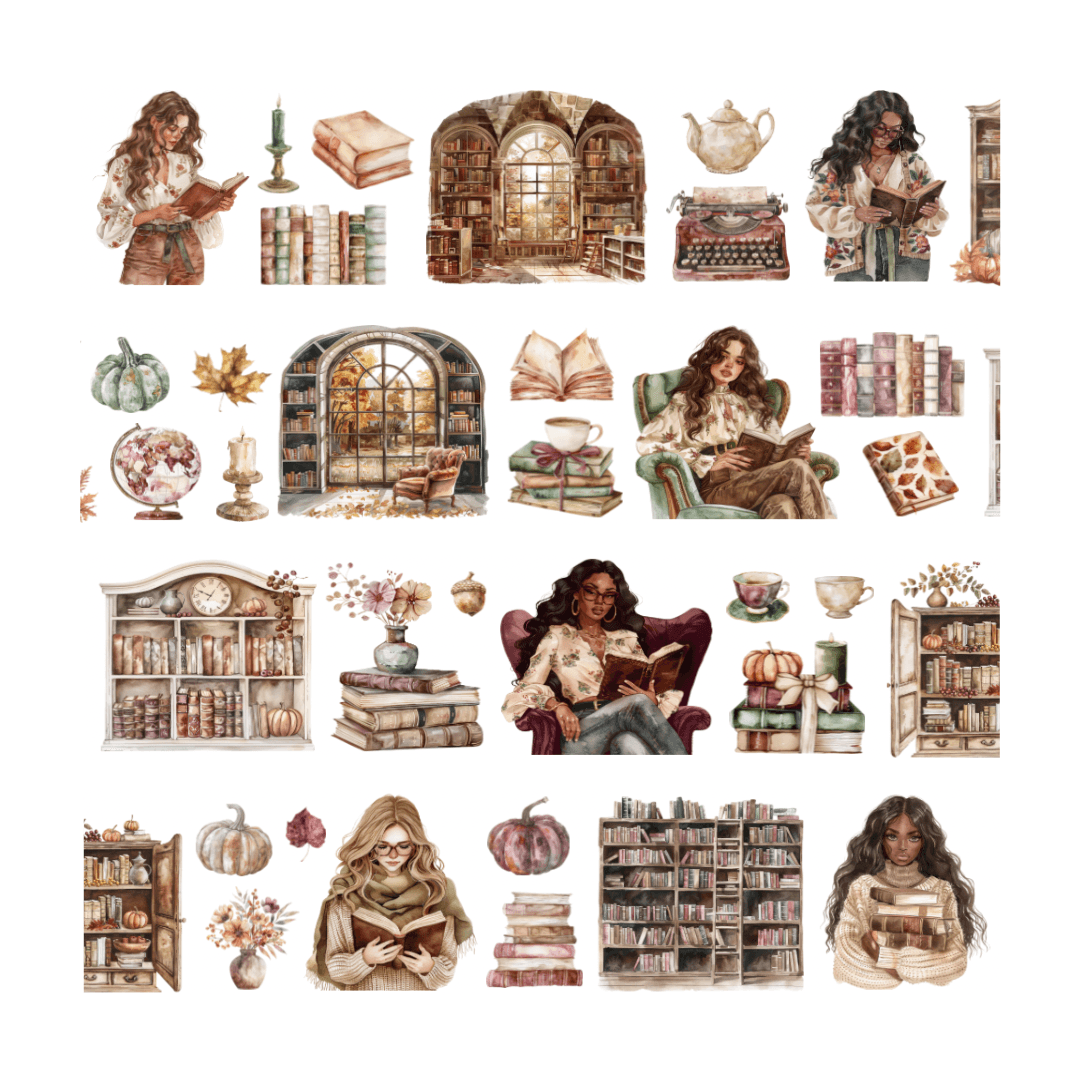 Penpaling Paula - Bibliotheek - PET-tape VOORGESNEDEN - The Dreamer's Bookshop.