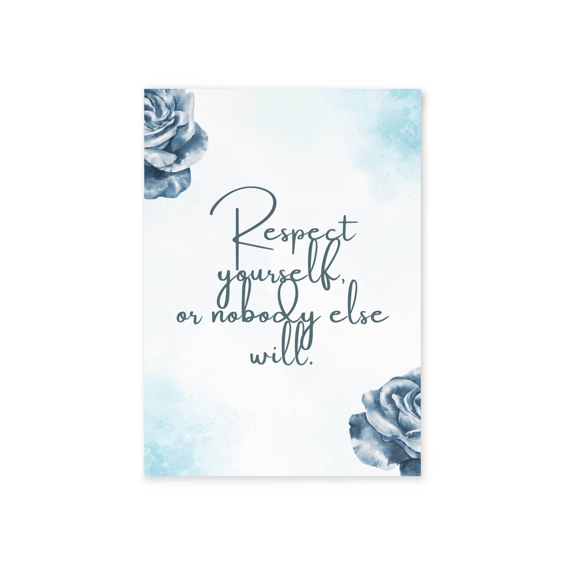 The Dreamer's Bookshop Blue Flower "Respect Yourself" Art Print Card - The Dreamer's Bookshop.