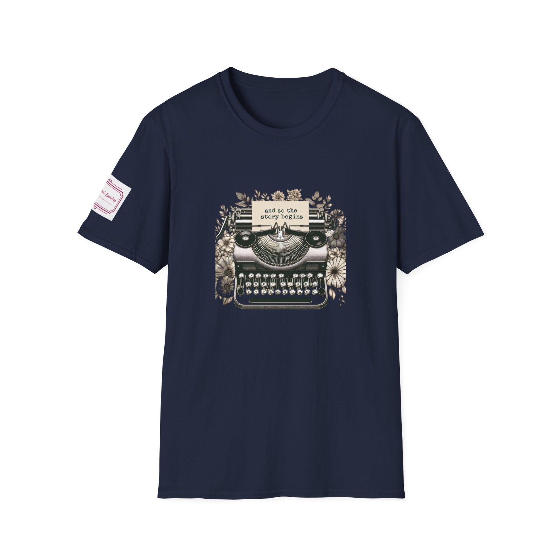 Unisex T-Shirt - Vintage Writing "Story Begins" for Book Lovers - The Dreamer's Bookshop.