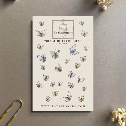 T's Stationery - „Pastelkleurige vlinders” - The Dreamer's Bookshop.