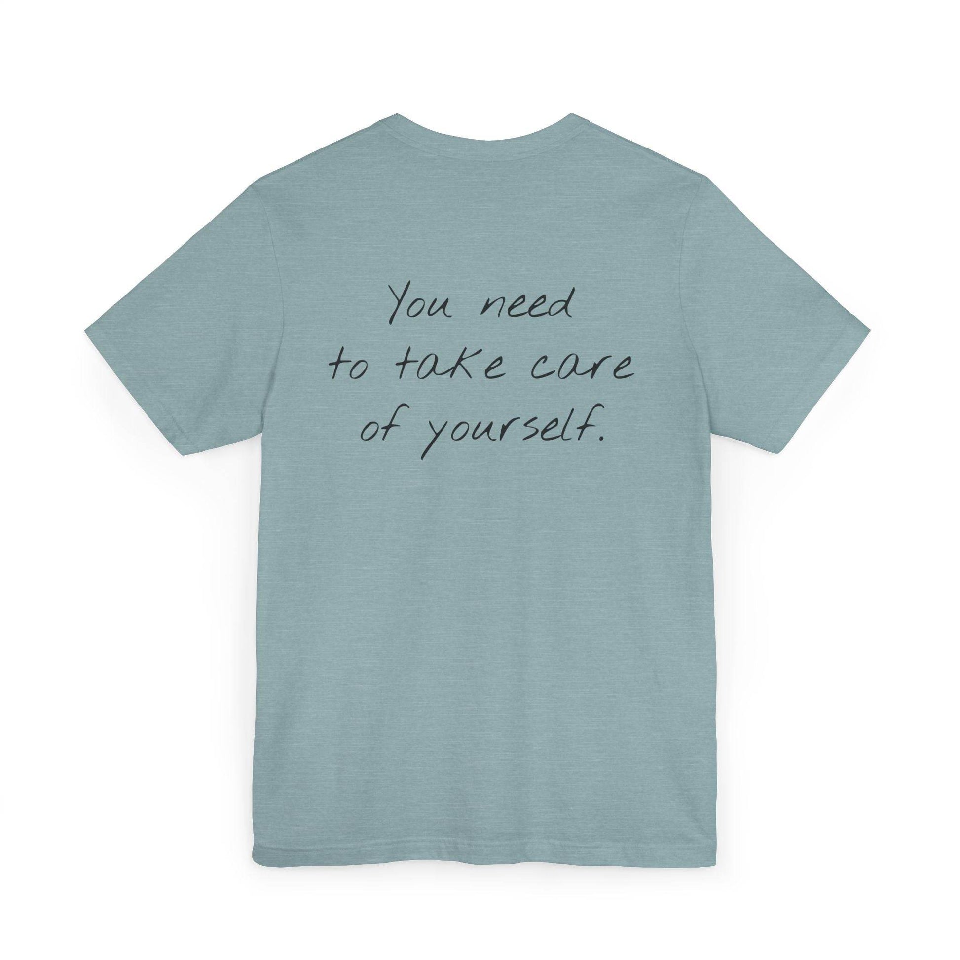 Unisex Jersey T-Shirt - 'Take Care' Inspirational - The Dreamer's Bookshop.