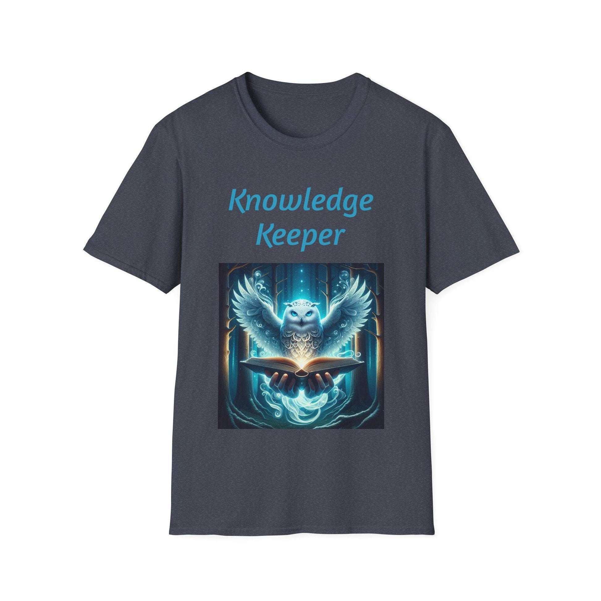 Knowledge Keeper Graphic T-Shirt - Unisex Softstyle Tee, Owl Design - Proud Reader - The Dreamer's Bookshop.