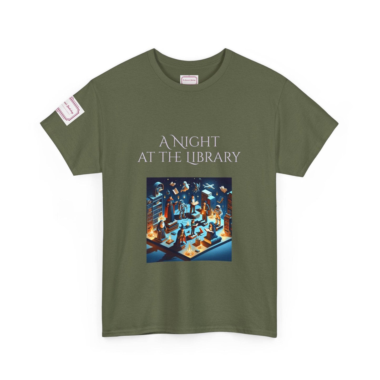 Night at the Library - Unisex Heavy Cotton Tee - Perfect for Book Lovers - The Dreamer's Bookshop.