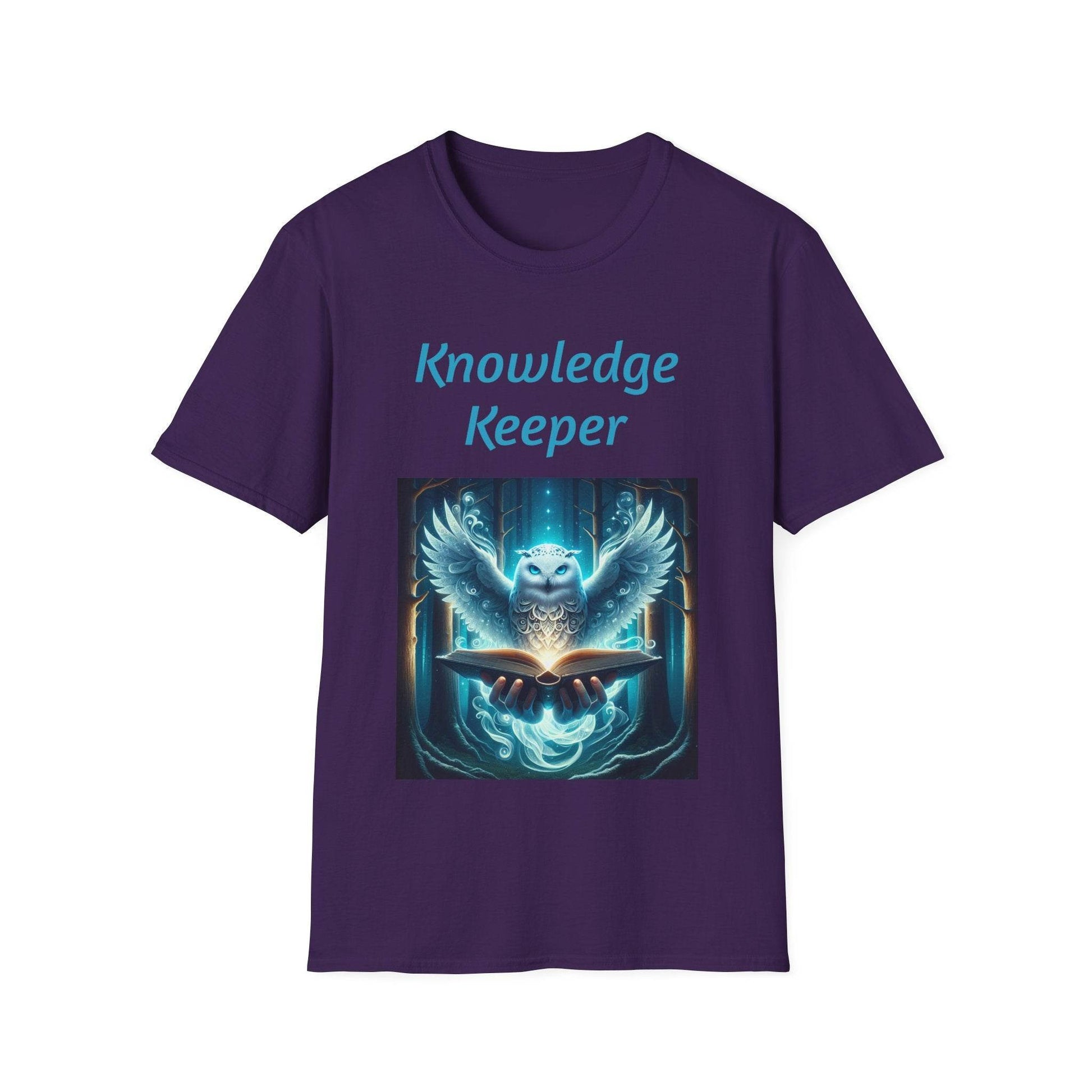 Knowledge Keeper Graphic T-Shirt - Unisex Softstyle Tee, Owl Design - Proud Reader - The Dreamer's Bookshop.