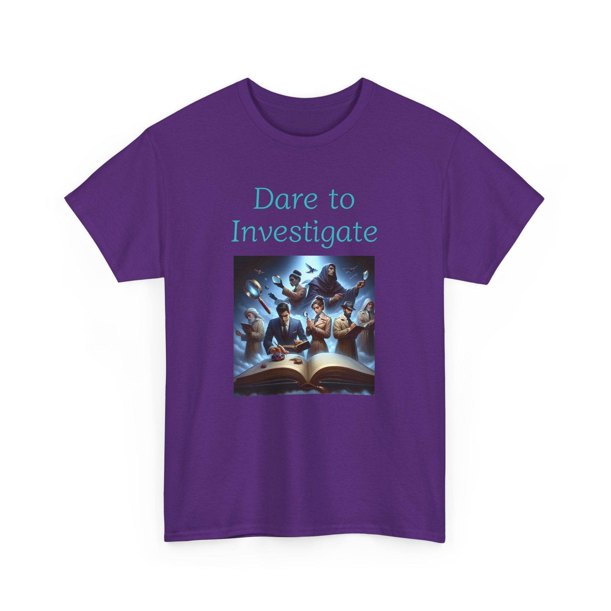 Investigate - Graphic Tee - Unisex Heavy Cotton T-Shirt Crime/Mystery Books - The Dreamer's Bookshop.