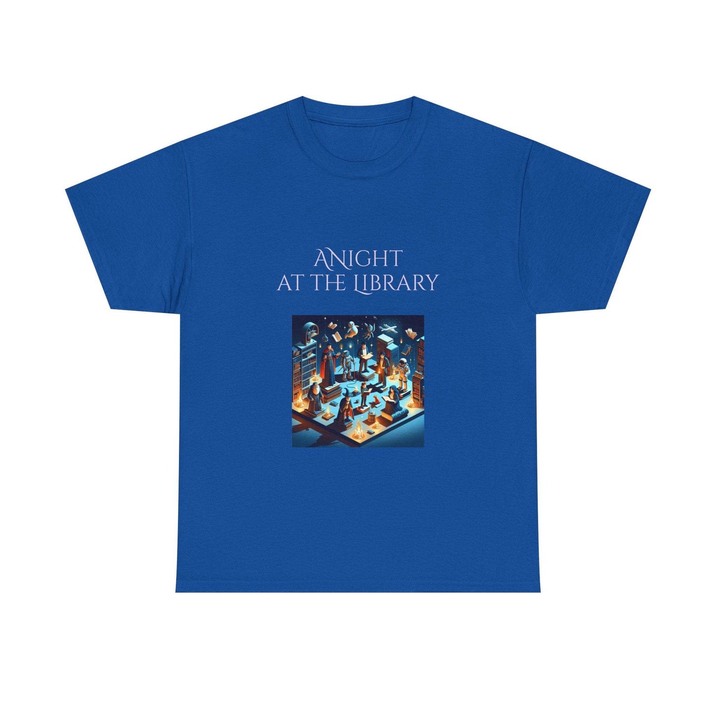 Night at the Library - A Unisex Heavy Cotton Tee - Perfect for Book Lovers - The Dreamer's Bookshop.
