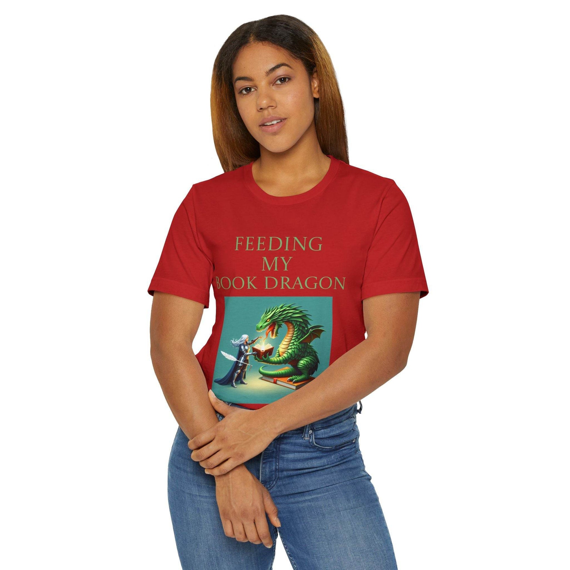 Unisex Jersey T-Shirt - Book Dragon - The Dreamer's Bookshop.