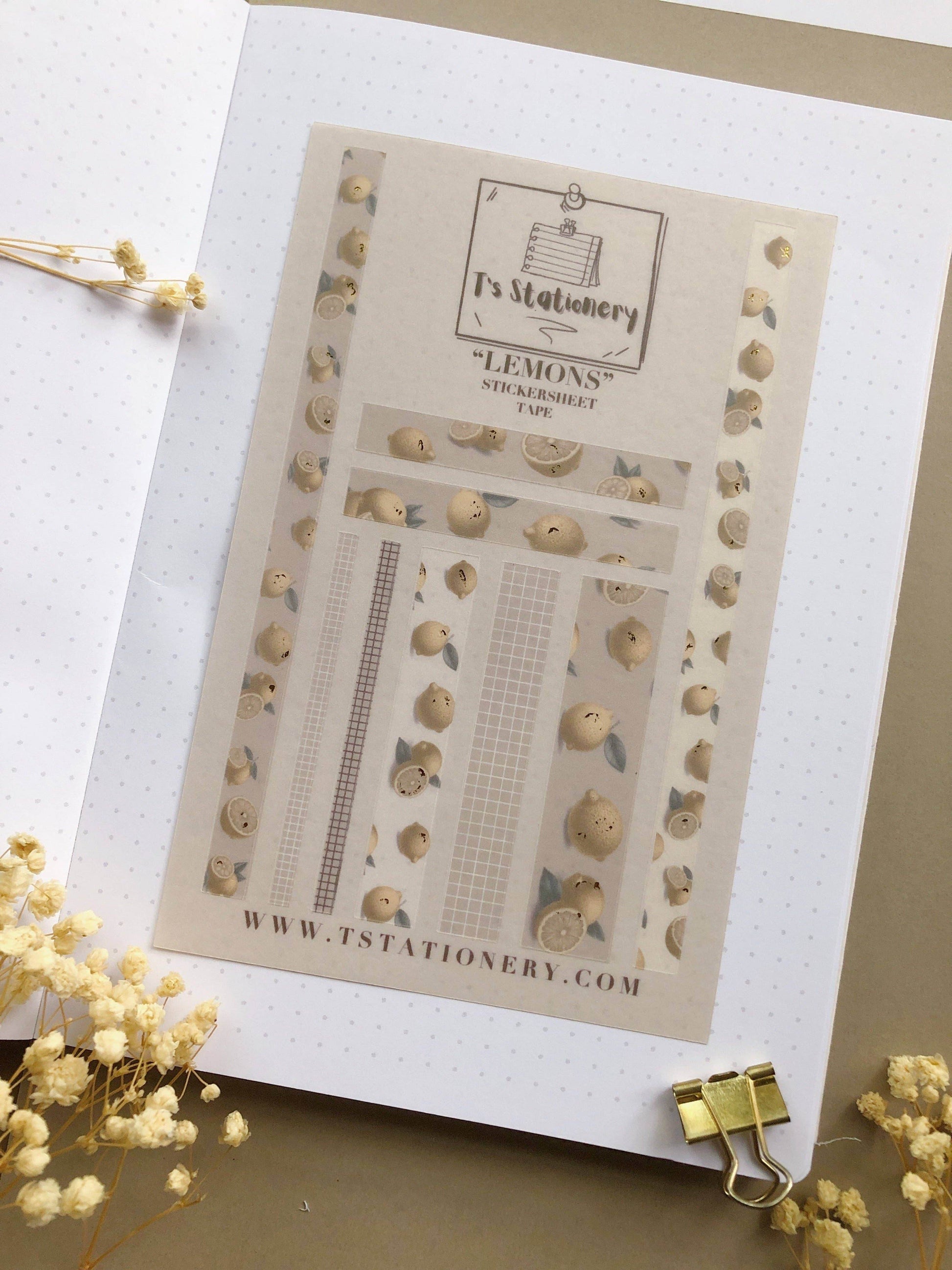 T's Stationery - Stickerveltape „Lemons” (WASHI) - The Dreamer's Bookshop.