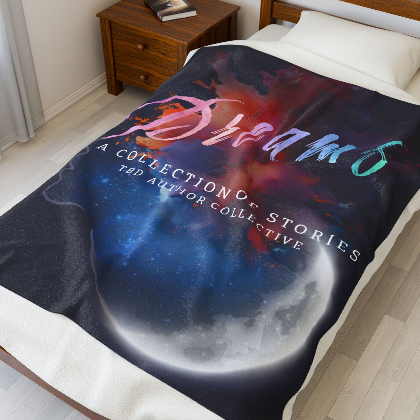 Cozy Velveteen Plush Blanket - "Dreams"- Perfect for Book Lovers and Cozy Nights
