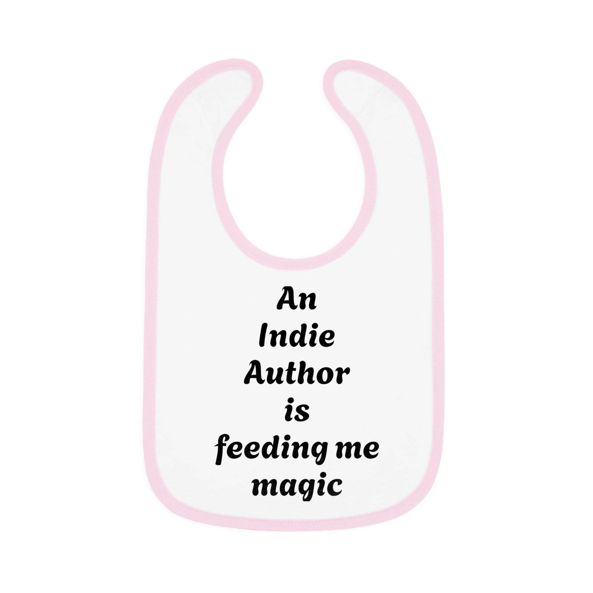 US - Indie Author Baby Bib - Feeding Me Magic Contrast Trim Jersey Bib - The Dreamer's Bookshop.
