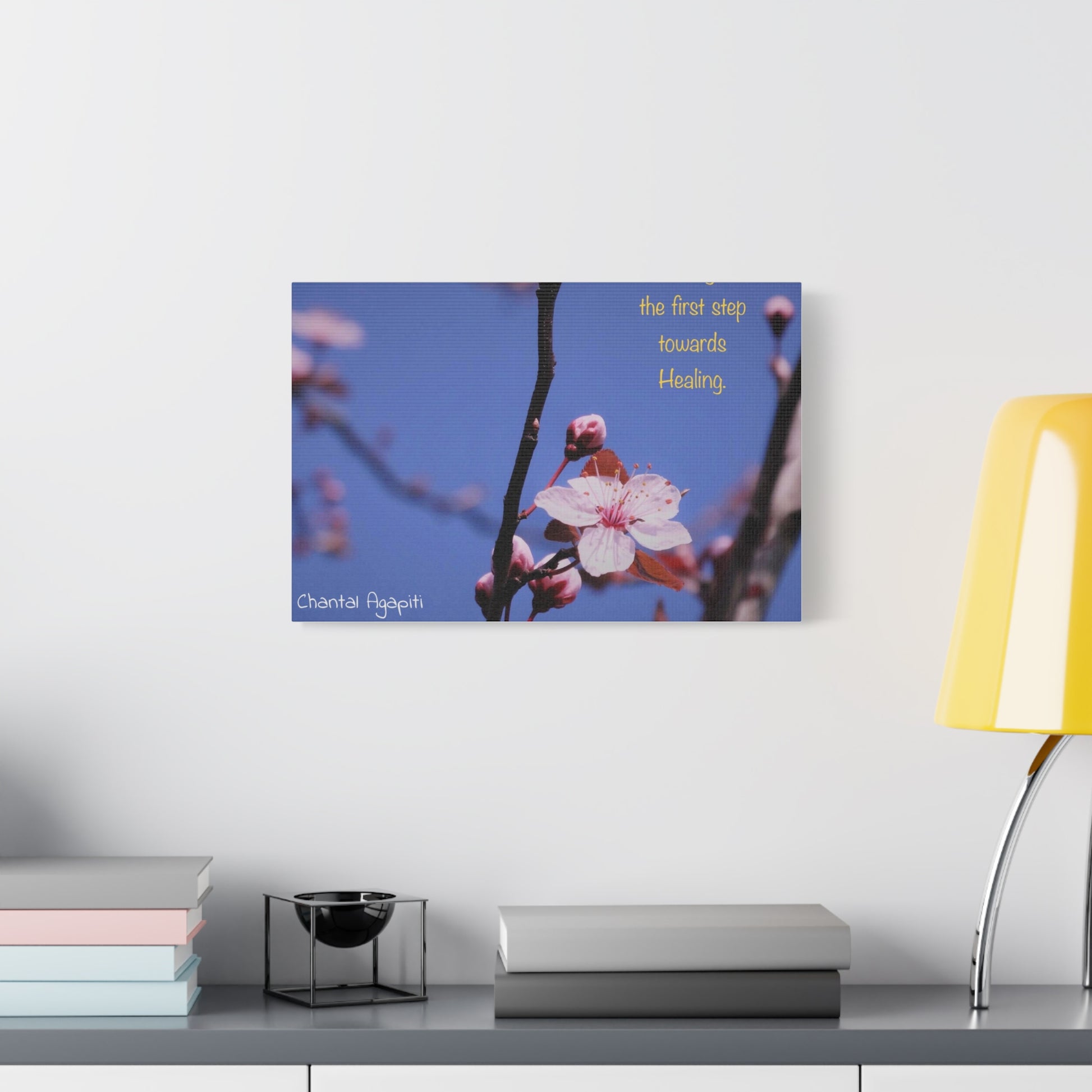 Inspirational Flower Canvas Print - "Sharing is the First Step Towards Healing" - The Dreamer's Bookshop.