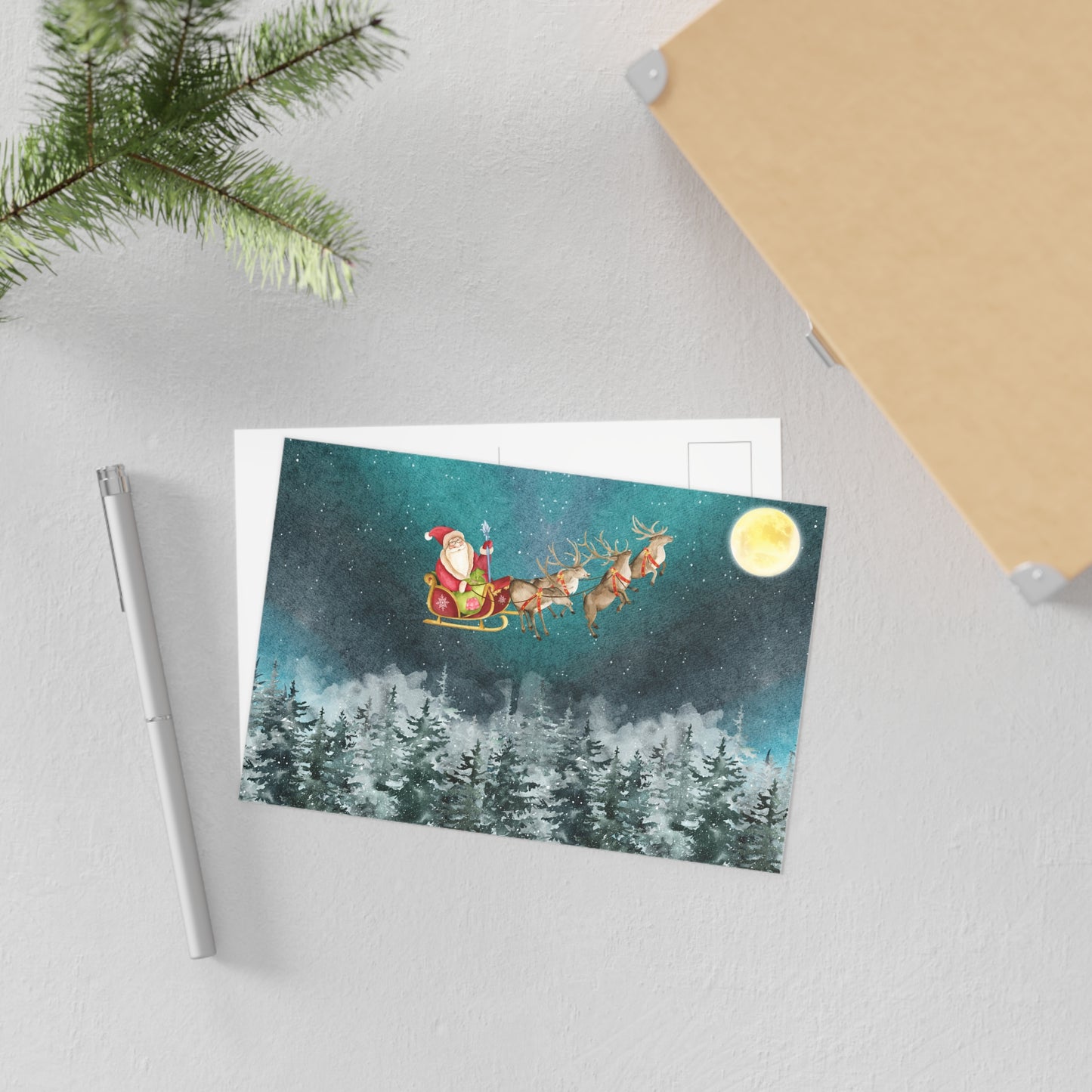 The Dreamer's Bookshop "Flying Santa Sleigh" Christmas Card