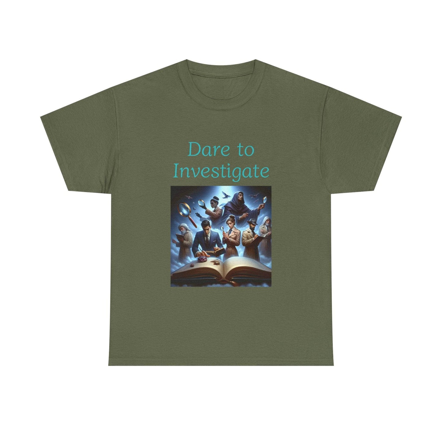 Investigate - Unisex Heavy Cotton Tee - Crime/Mystery Books - The Dreamer's Bookshop.