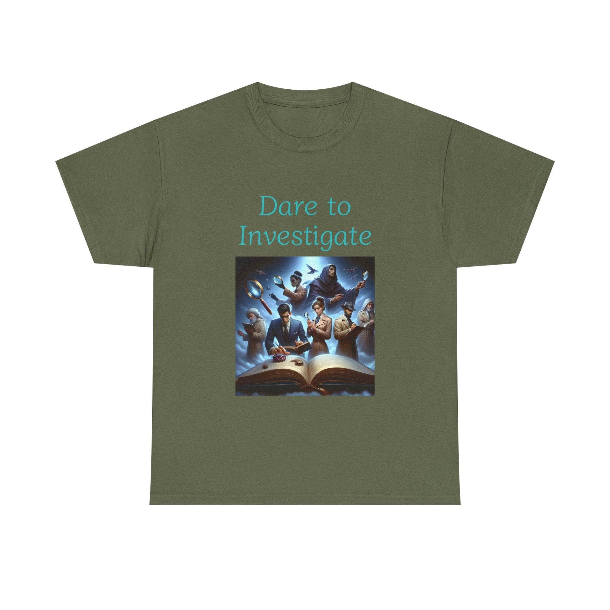 Investigate - Unisex Heavy Cotton Tee - Crime/Mystery Books - The Dreamer's Bookshop.
