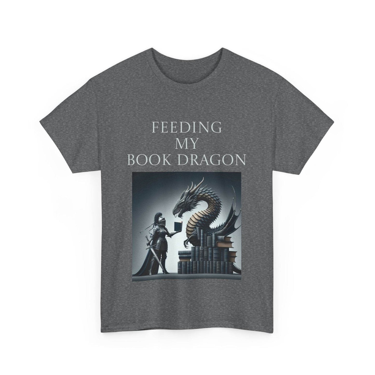 Book Dragon - Unisex Heavy Cotton Tee - Creative Writer's Apparel - The Dreamer's Bookshop.