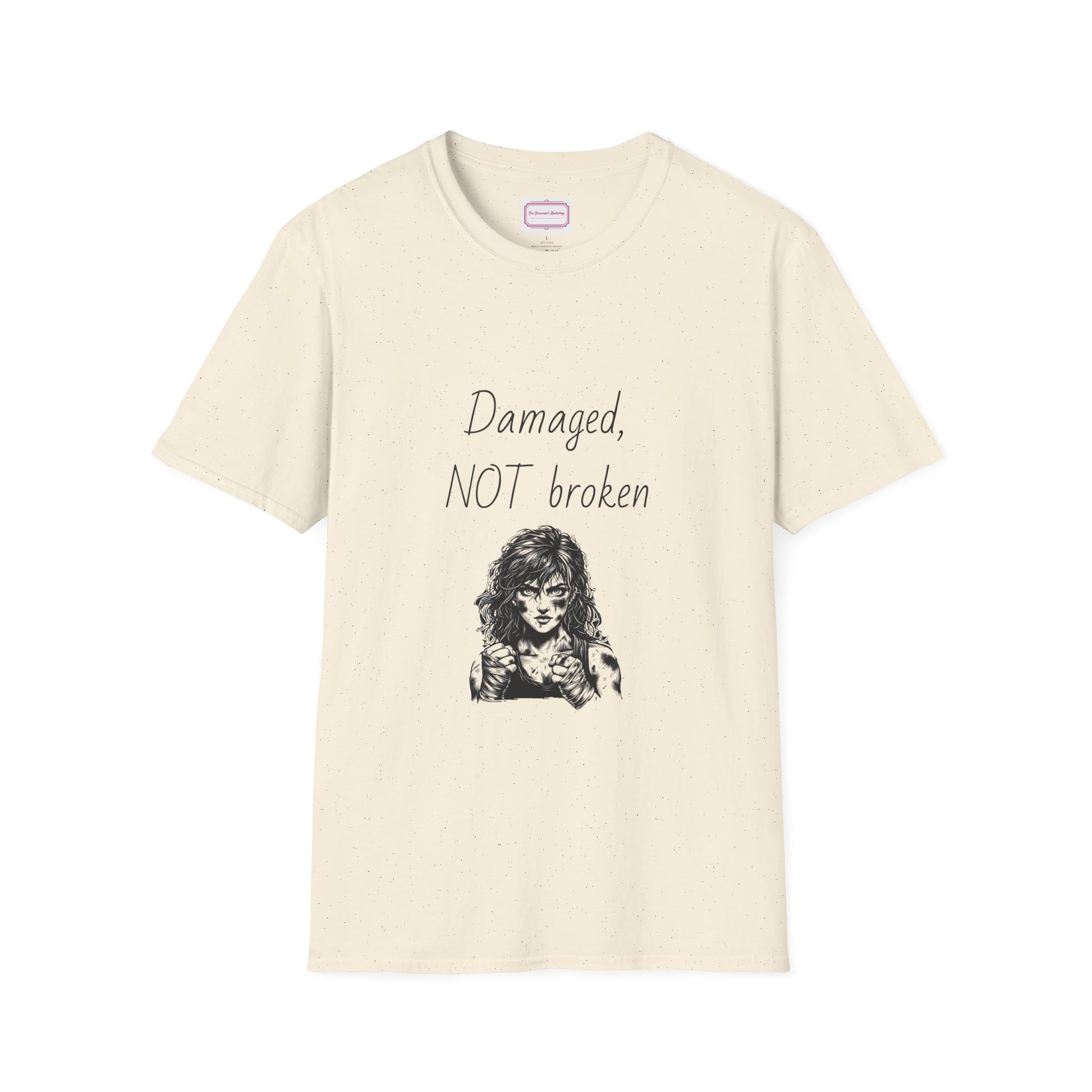 Inspirational Unisex Softstyle T-Shirt - "Damaged, NOT broken" - The Dreamer's Bookshop.
