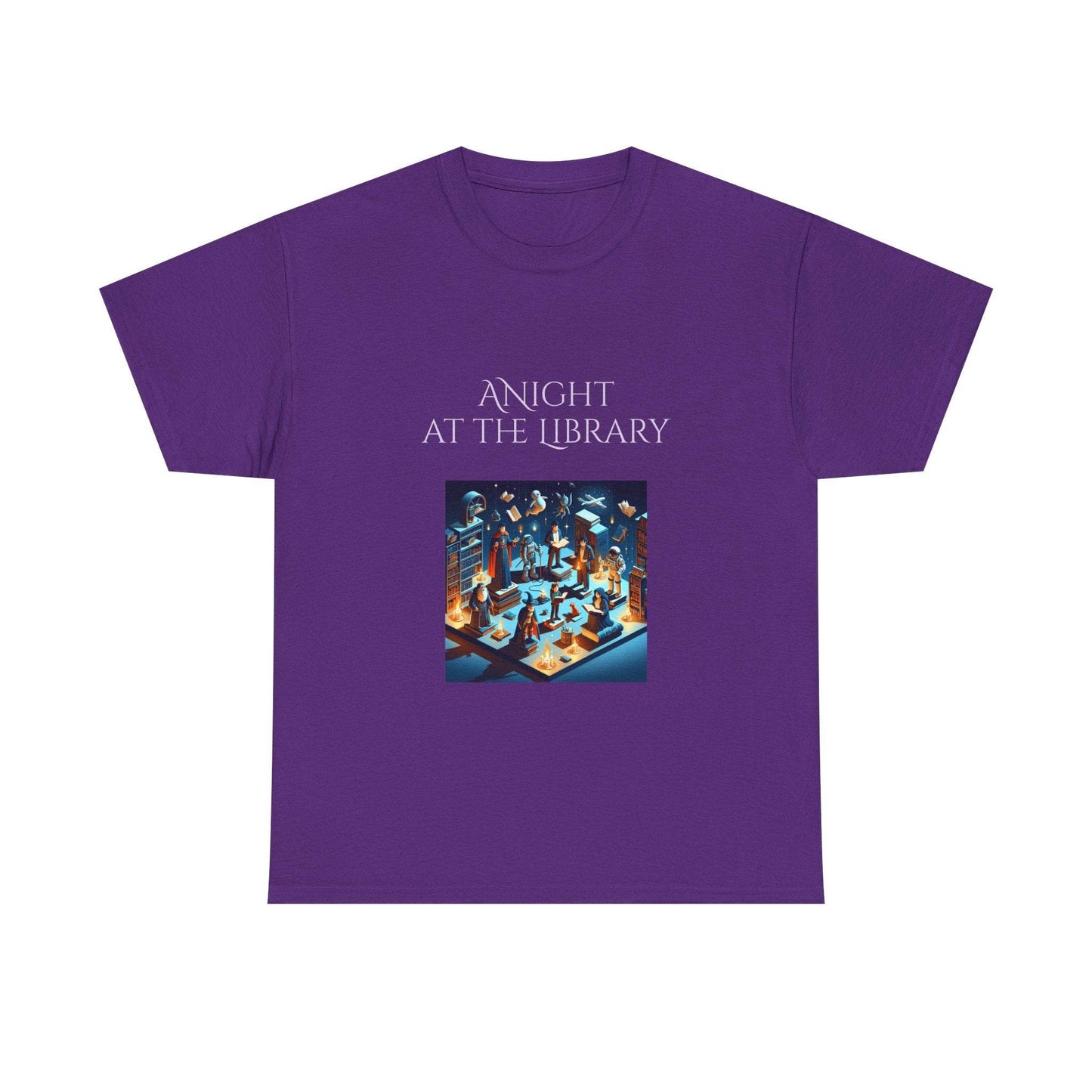Night at the Library - A Unisex Heavy Cotton Tee - Perfect for Book Lovers - The Dreamer's Bookshop.