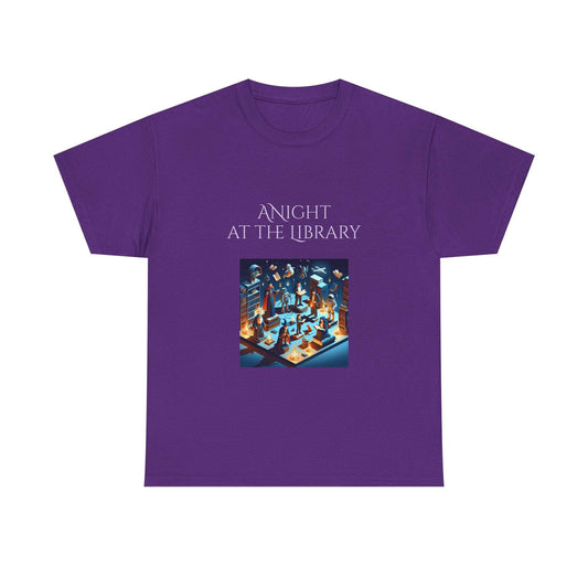 Night at the Library - A Unisex Heavy Cotton Tee - Perfect for Book Lovers - The Dreamer's Bookshop.