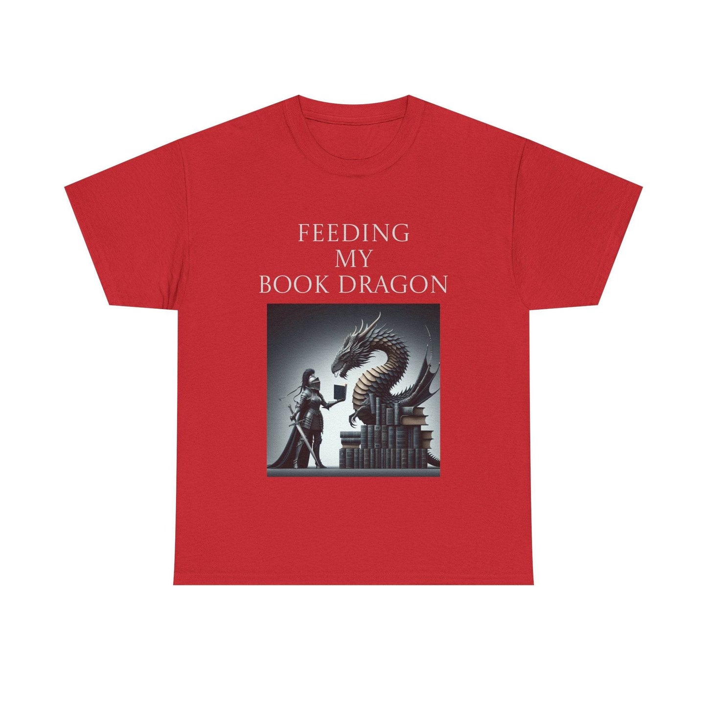 Book Dragon - Unisex Heavy Cotton Tee - Creative Writer's Apparel - The Dreamer's Bookshop.