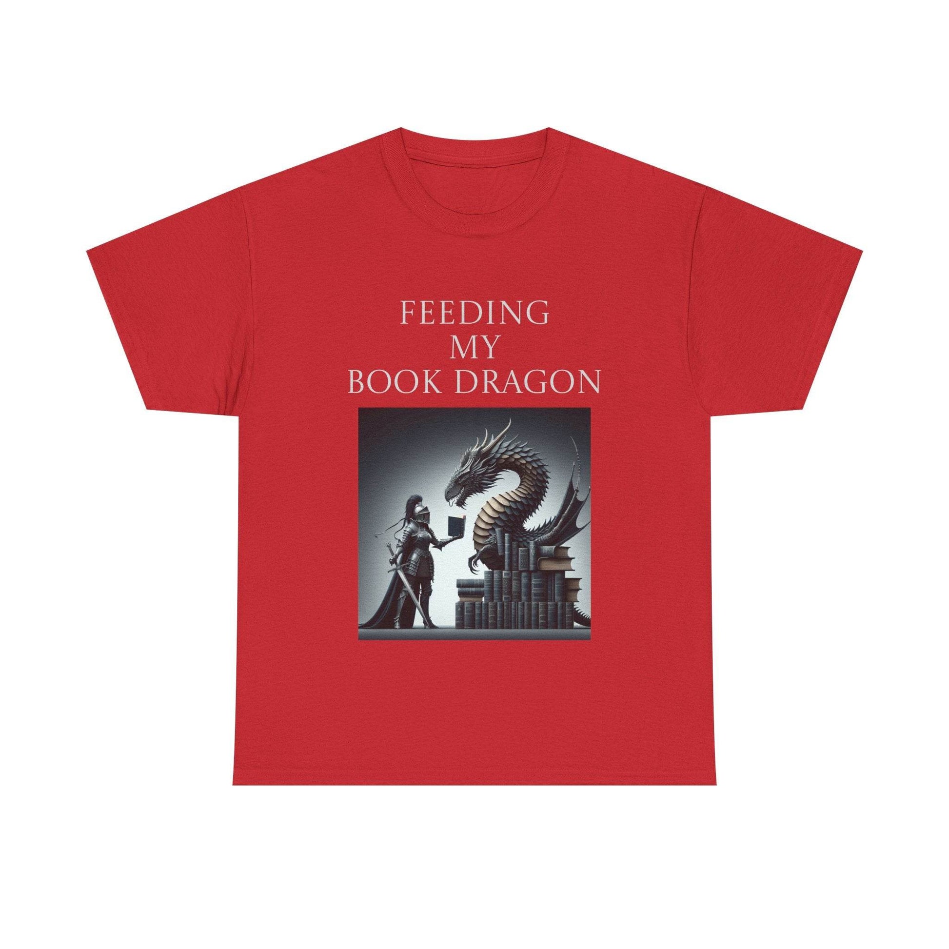 Book Dragon - Unisex Heavy Cotton Tee - Creative Writer's Apparel - The Dreamer's Bookshop.