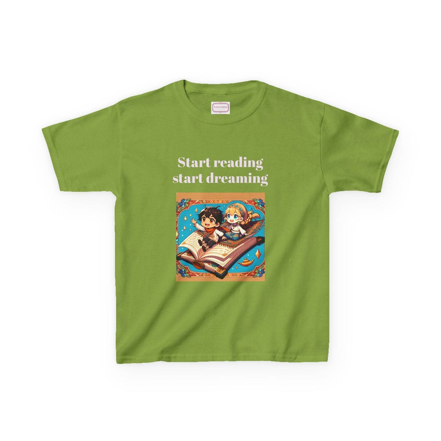 AU - Kids Heavy Cotton™ Tee - Start Reading Start Dreaming - Inspirational Youth T-Shirt - The Dreamer's Bookshop.