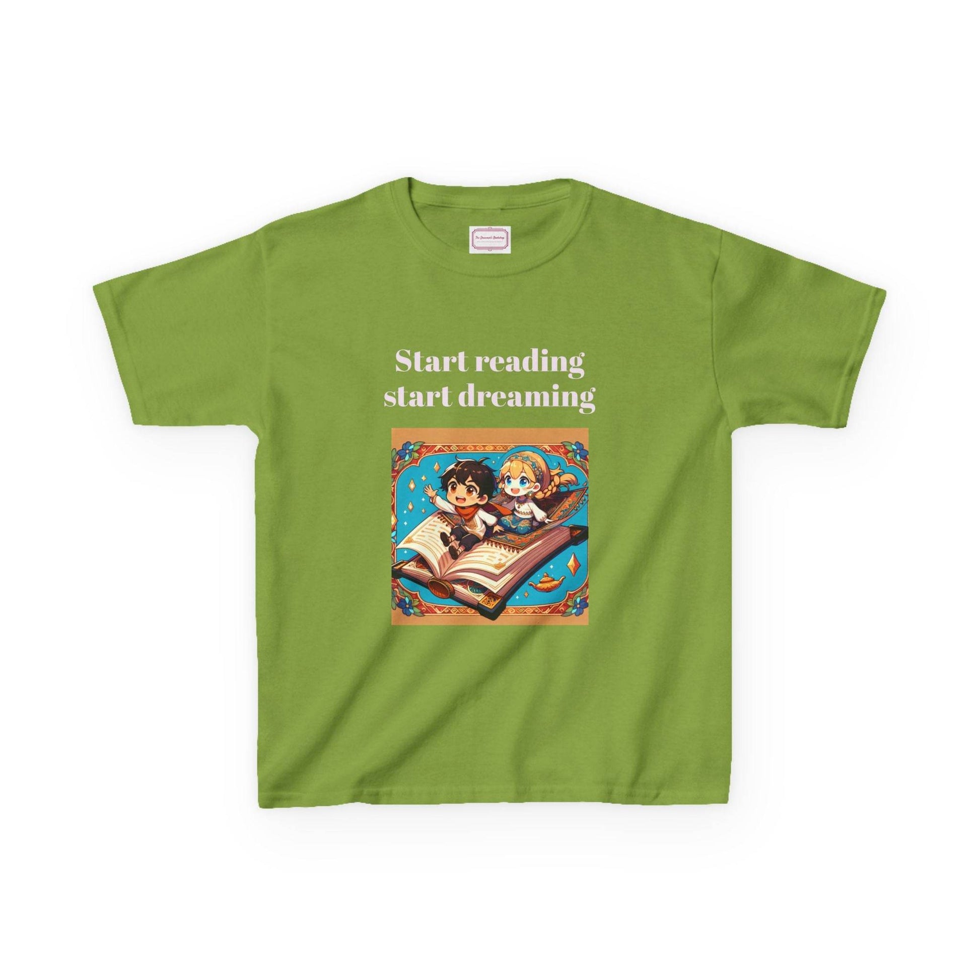 AU - Kids Heavy Cotton™ Tee - Start Reading Start Dreaming - Inspirational Youth T-Shirt - The Dreamer's Bookshop.