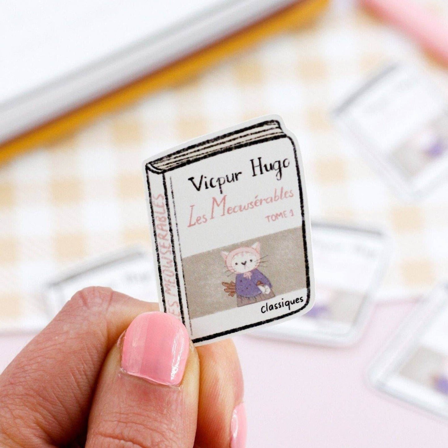 My Sweet Paper Card - Les meowserables - Kattenboeksticker - The Dreamer's Bookshop.