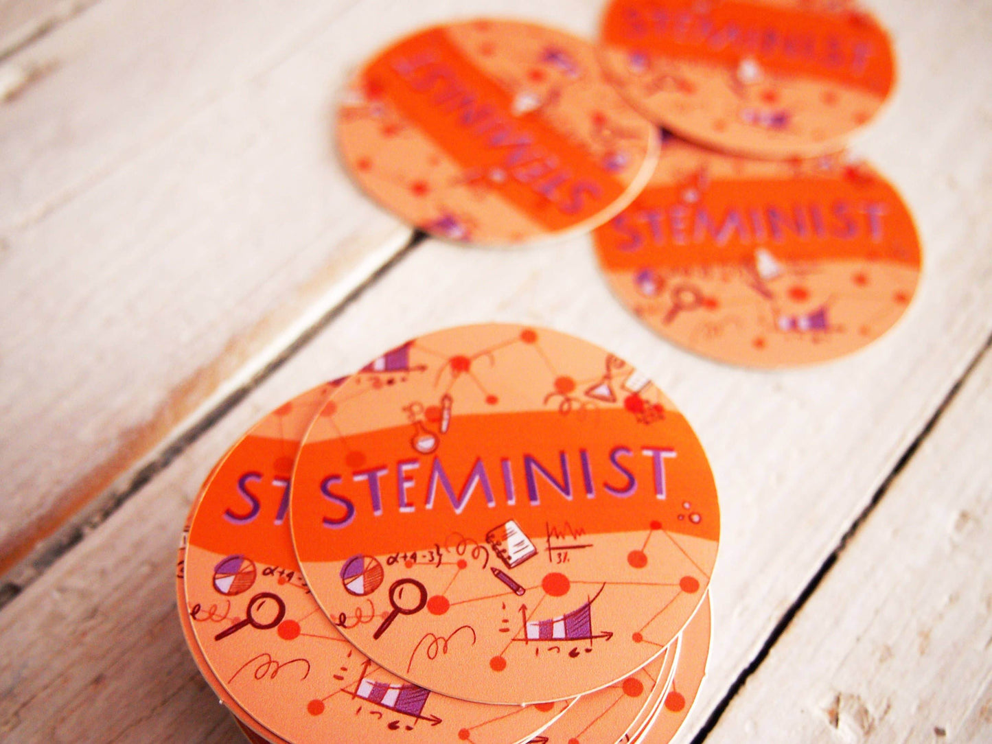 Irene Renon illustrations - Wetenschapsstickers, Steministische vinylstickers voor wetenschappers, - The Dreamer's Bookshop.