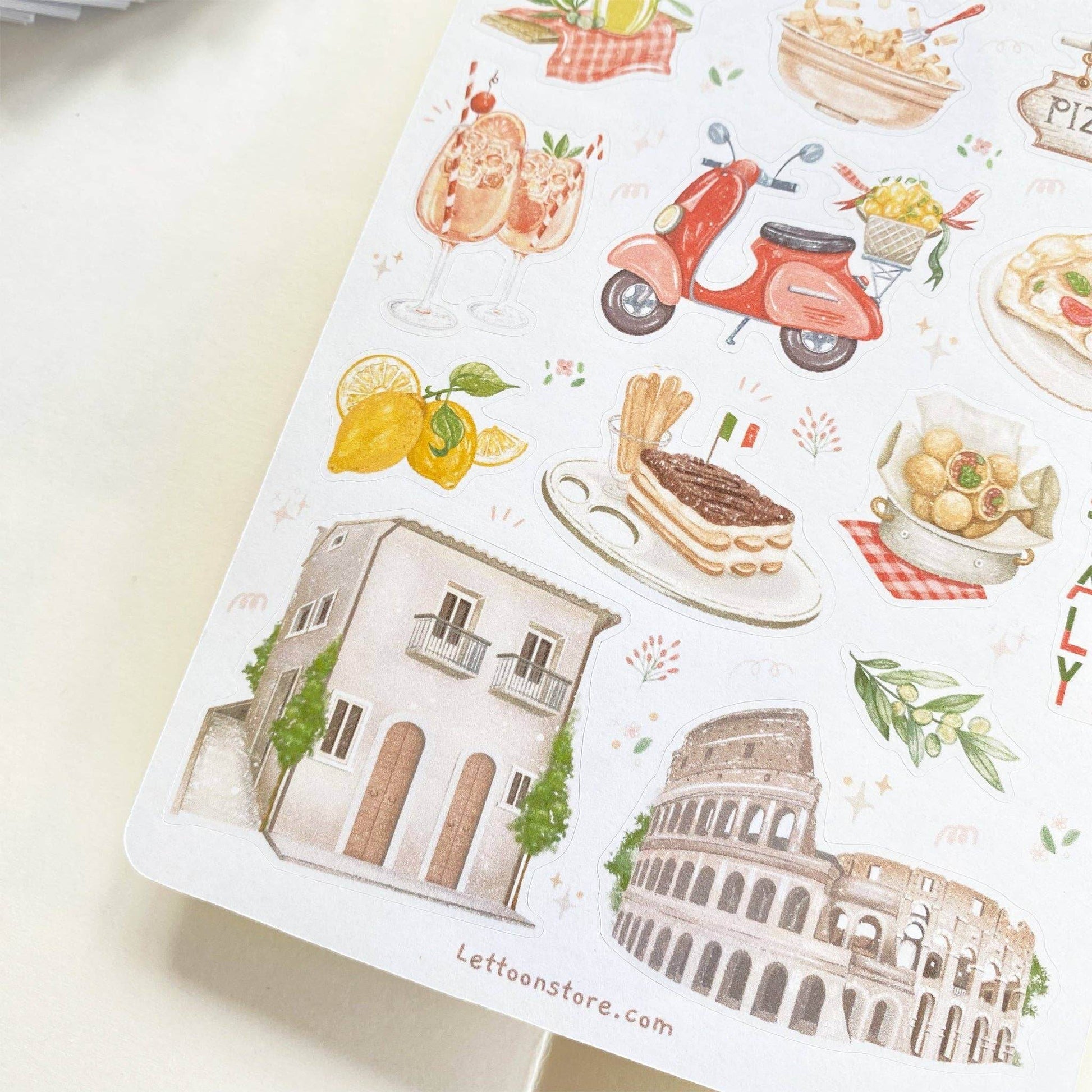 LETTOOn - Stickervel - In Love With Italy - The Dreamer's Bookshop.